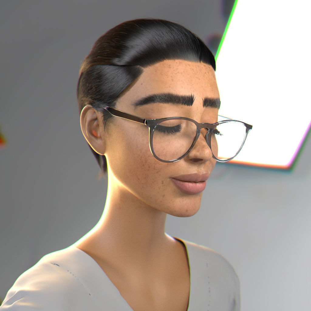 realistic character girl Low-poly 3D model_1