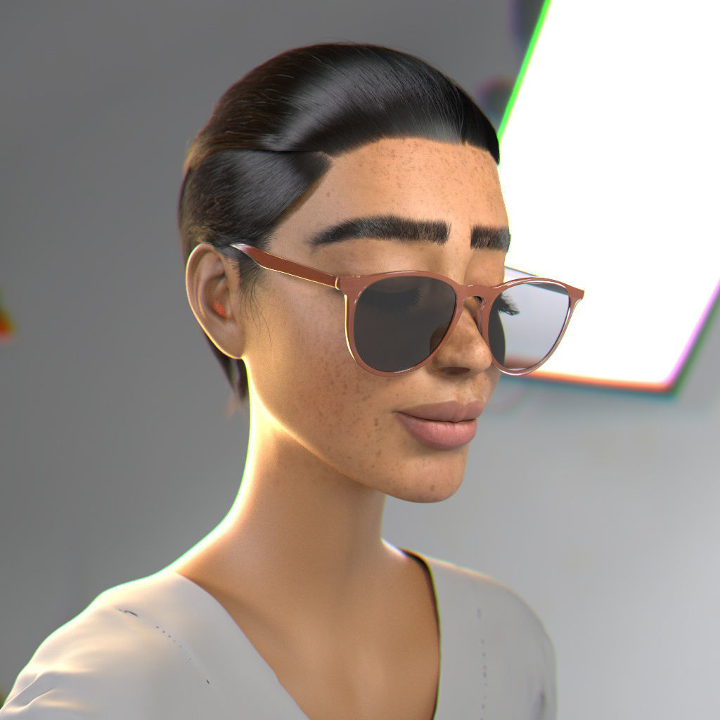 realistic character girl Low-poly 3D model_2