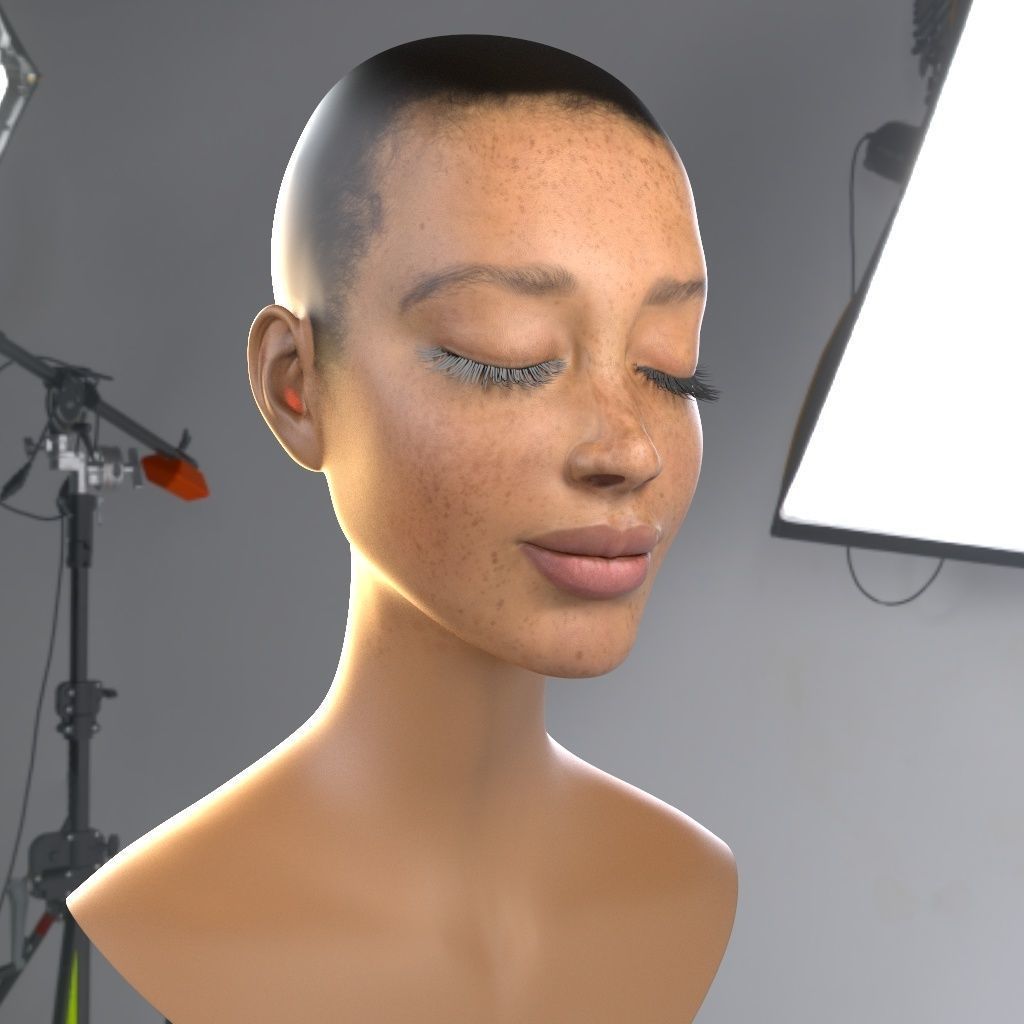 realistic character girl Low-poly 3D model_4