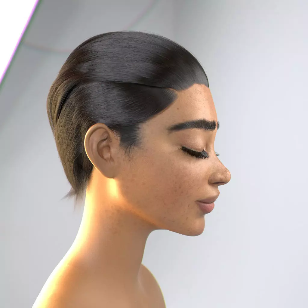 realistic character girl Low-poly 3D model_0