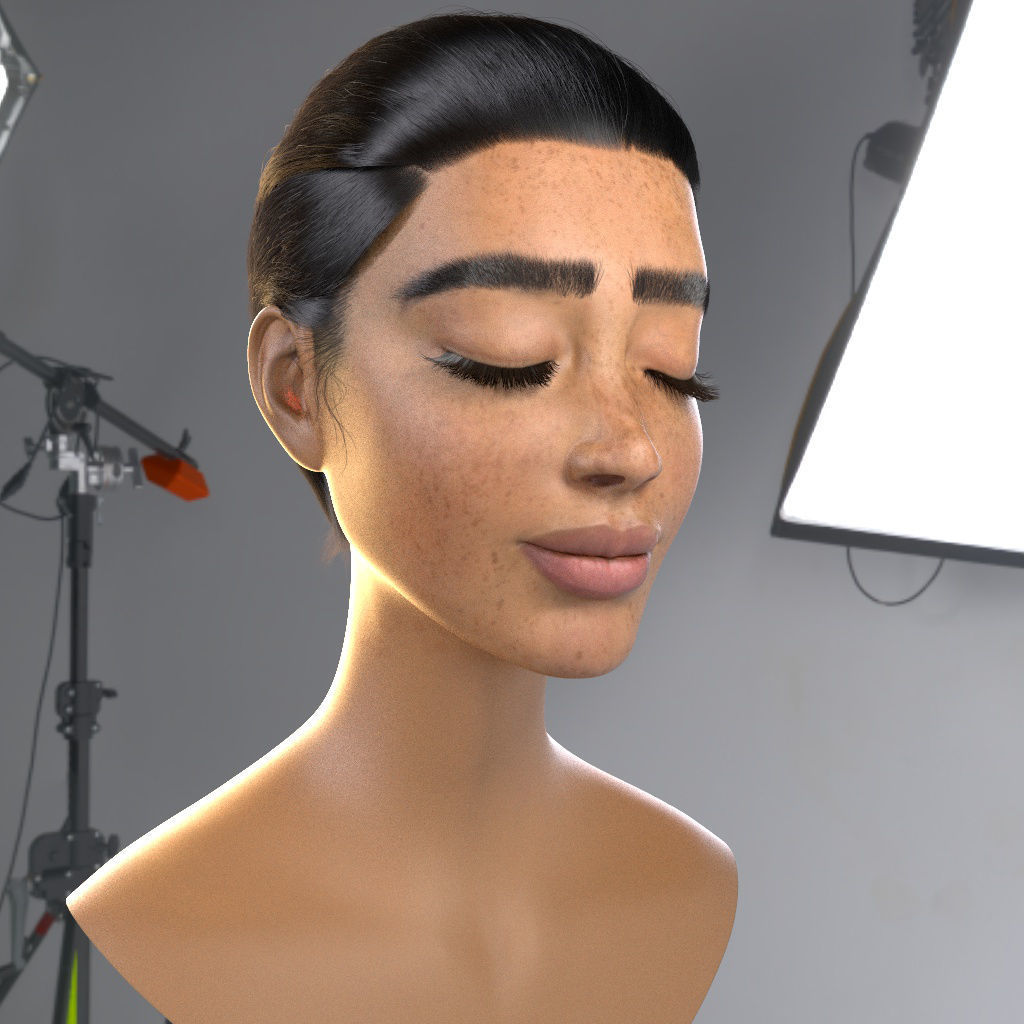 realistic character girl Low-poly 3D model_5