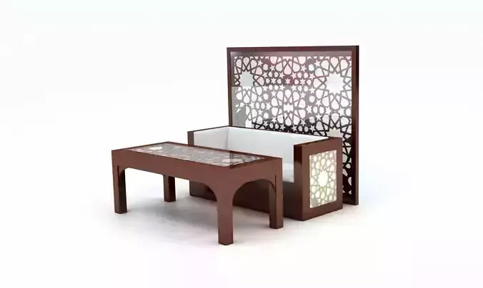 Moroccan sofa and table 3D model