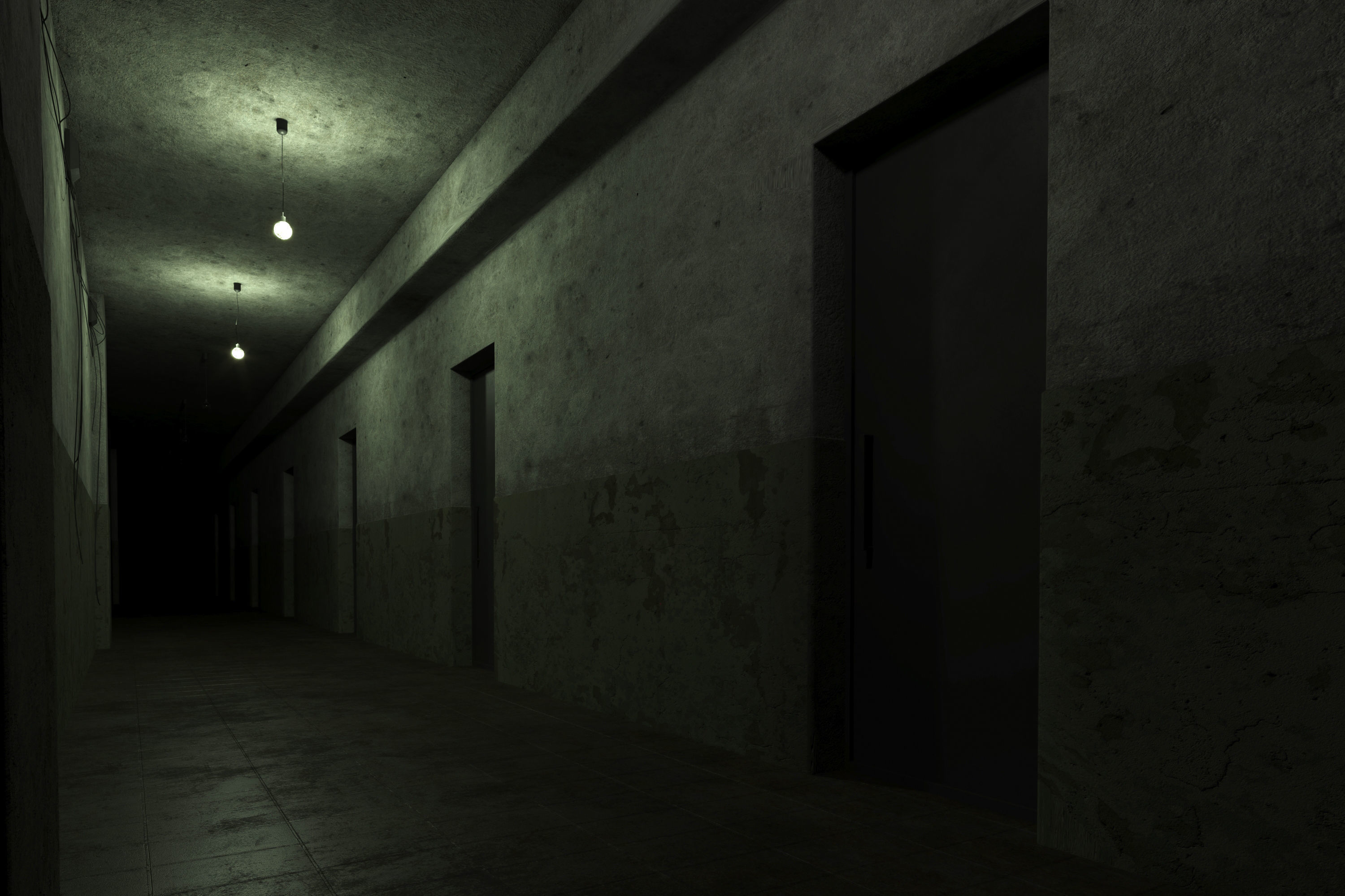 old dark scary corridor 04 with ghost Low-poly 3D model_3