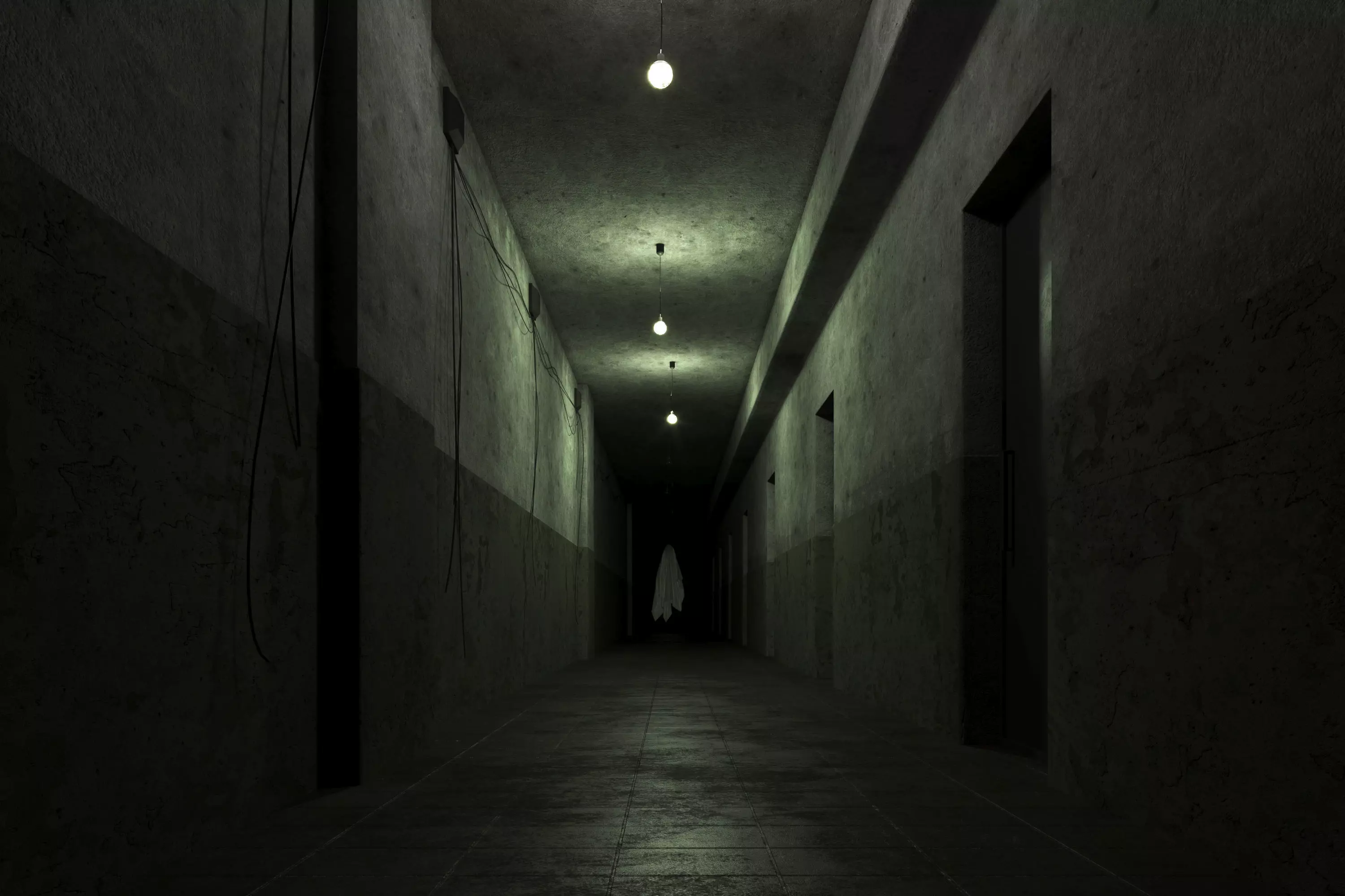 old dark scary corridor 04 with ghost Low-poly 3D model_0