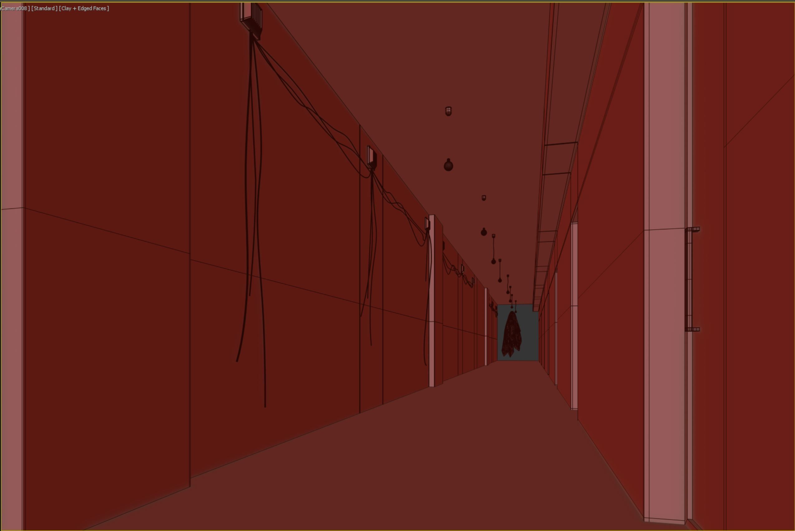 old dark scary corridor 04 with ghost Low-poly 3D model_6