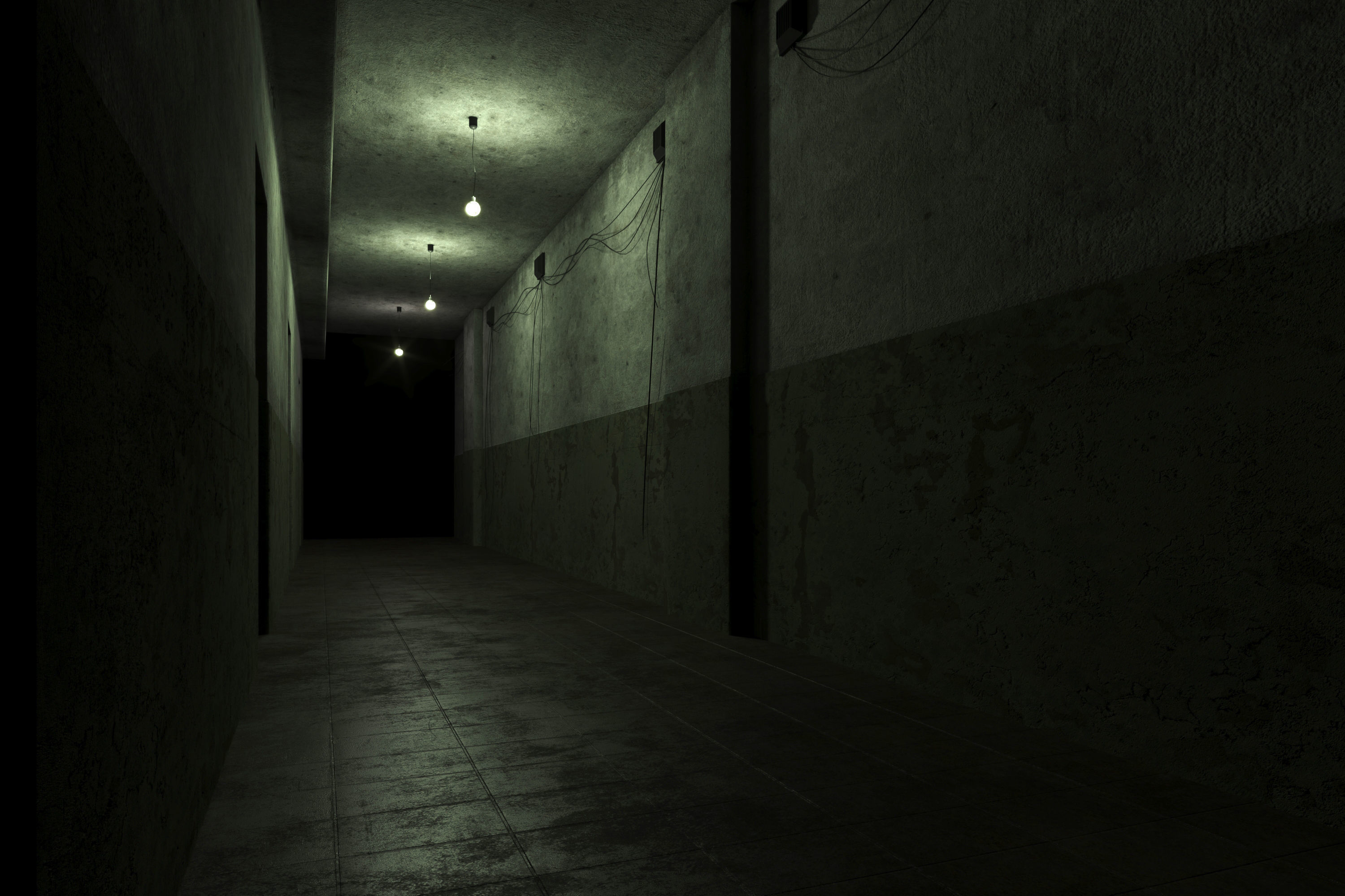 old dark scary corridor 04 with ghost Low-poly 3D model_2