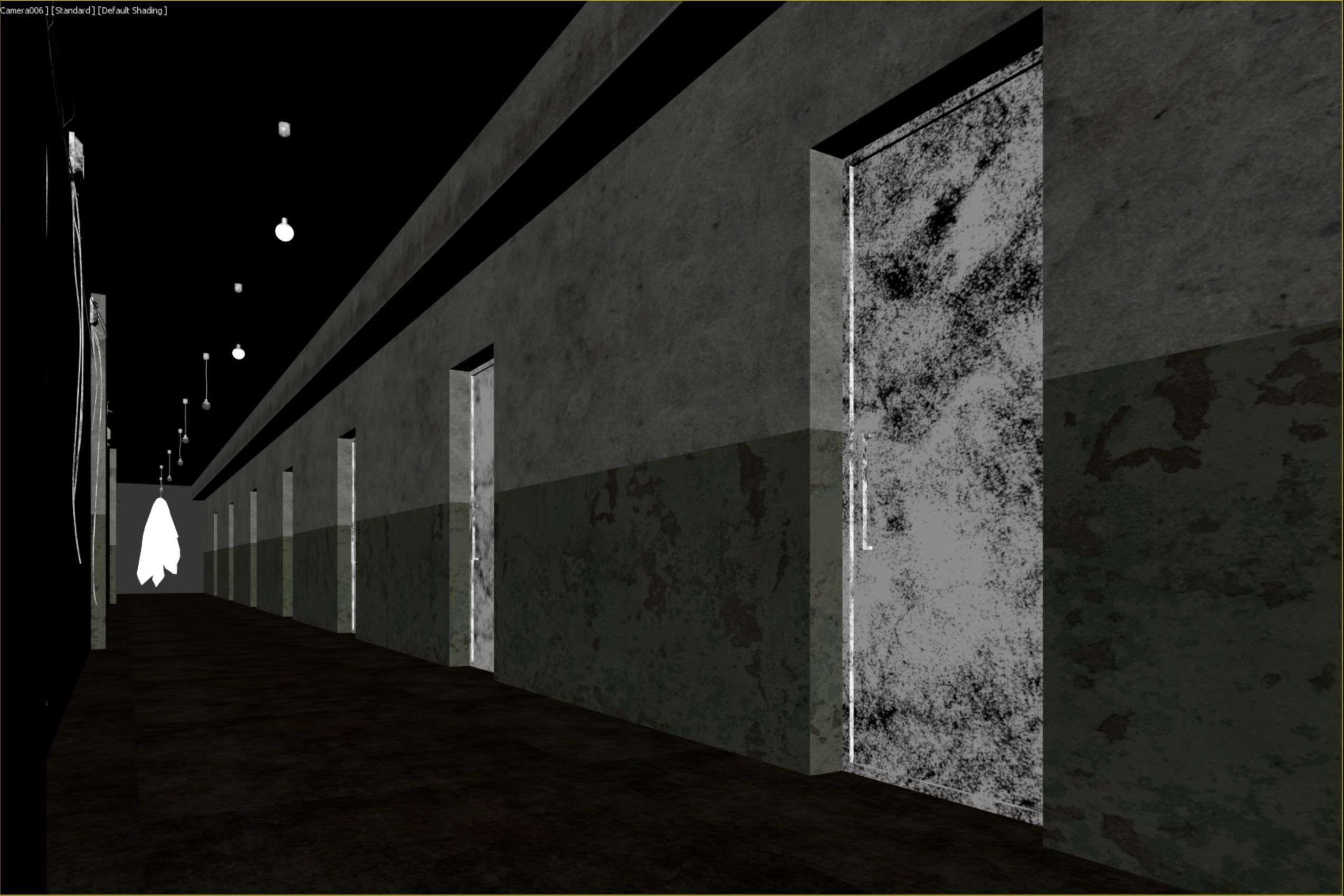 old dark scary corridor 04 with ghost Low-poly 3D model_4