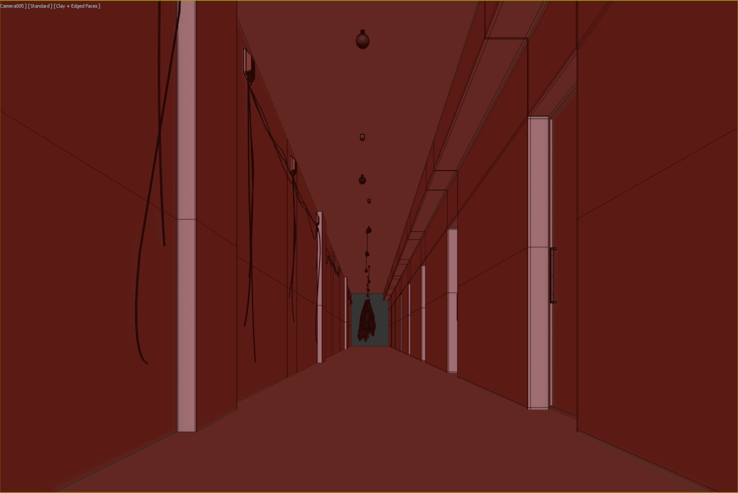 old dark scary corridor 04 with ghost Low-poly 3D model_7