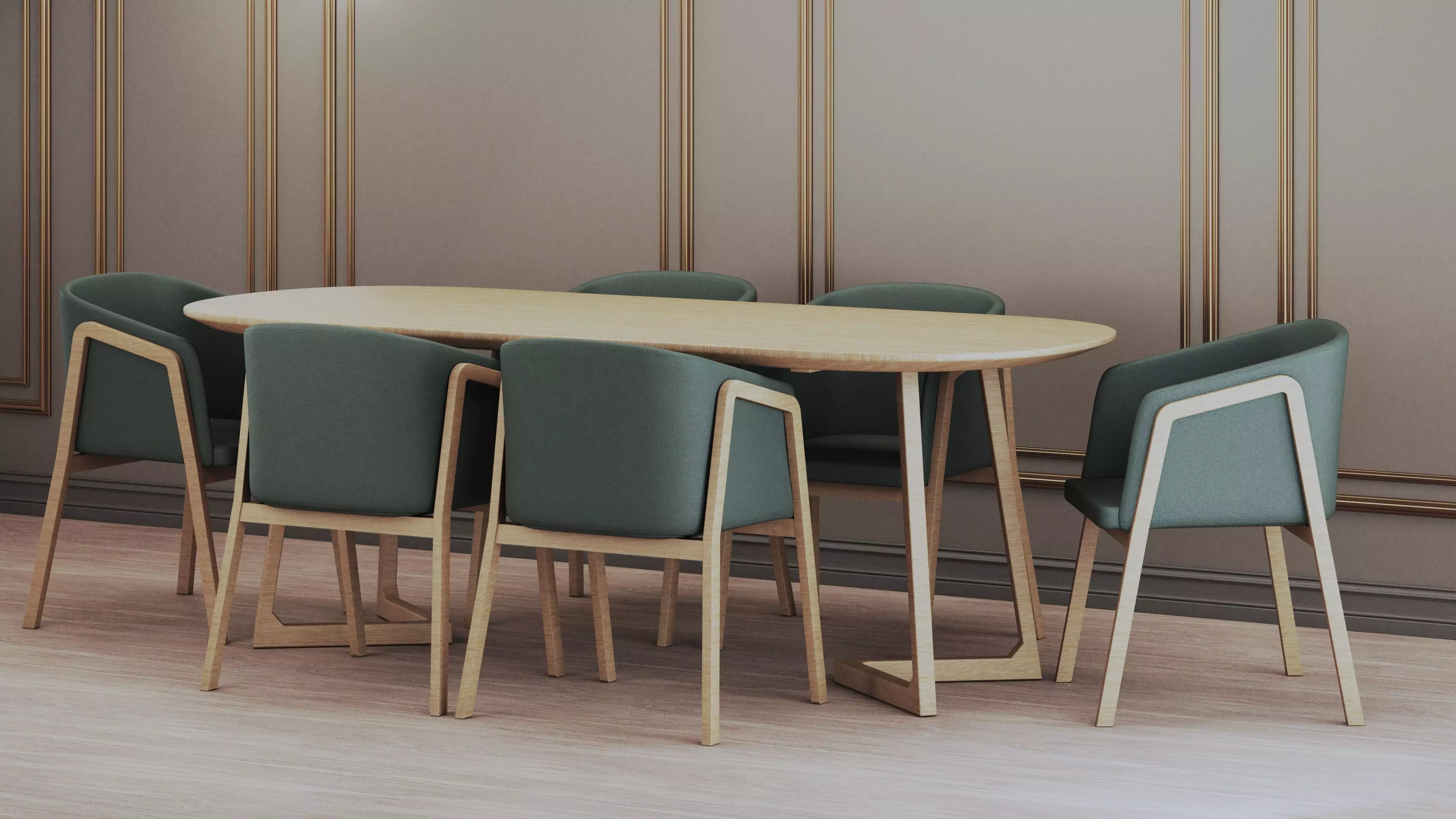 Dining set table and chairs Low-poly 3D model_0