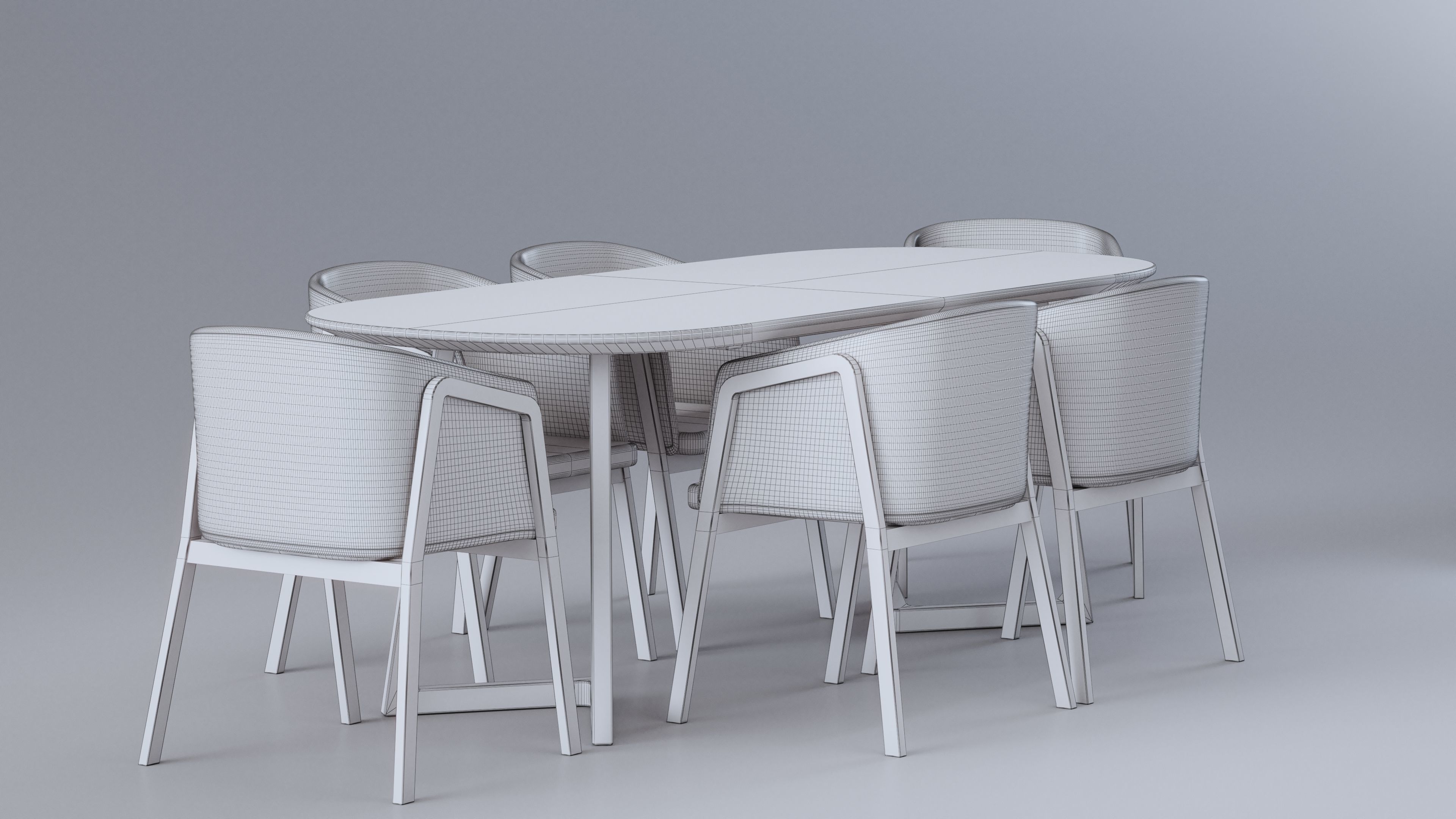 Dining set table and chairs Low-poly 3D model_6