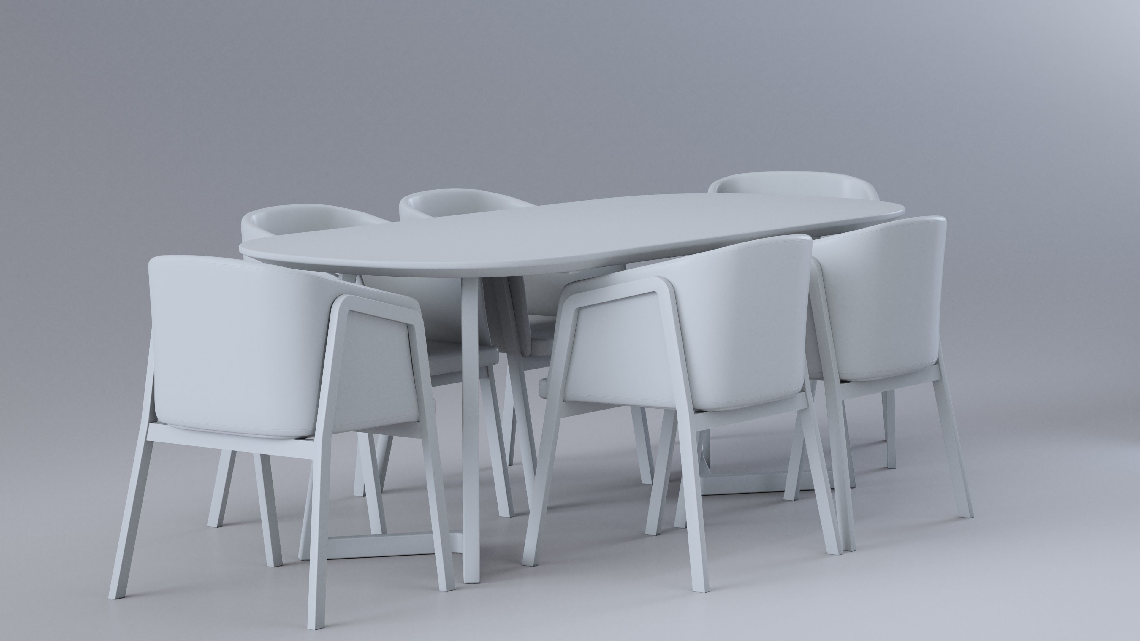 Dining set table and chairs Low-poly 3D model_5