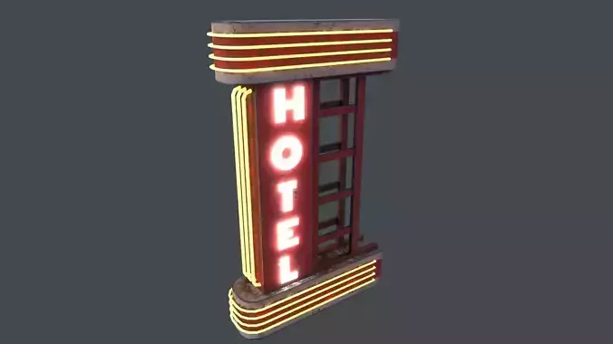 Neon Hotel Sign 3D Model Low-poly 3D model