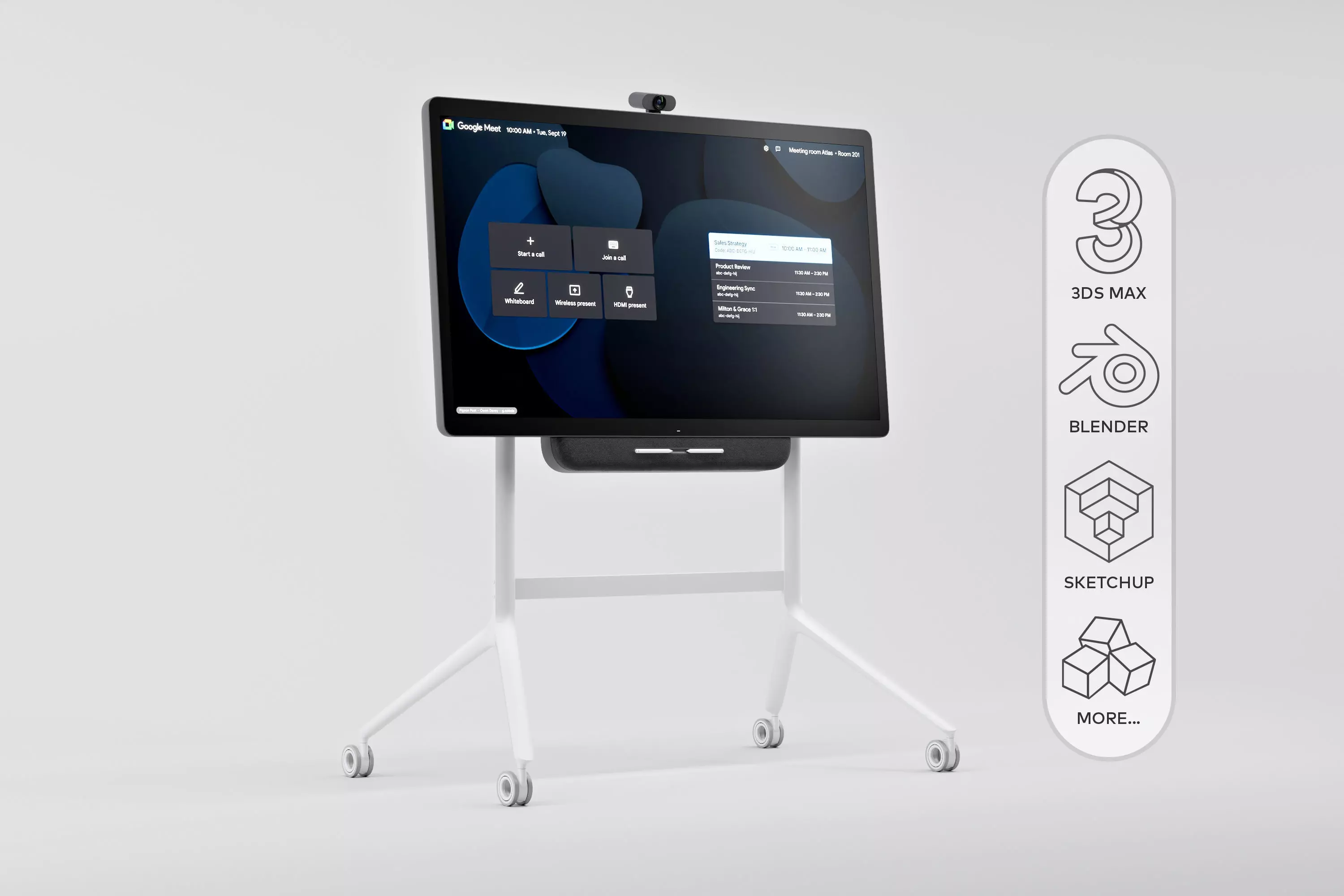 Google Meet Series One Board 65 by Avocor - All in One Smart TV 3D model_0