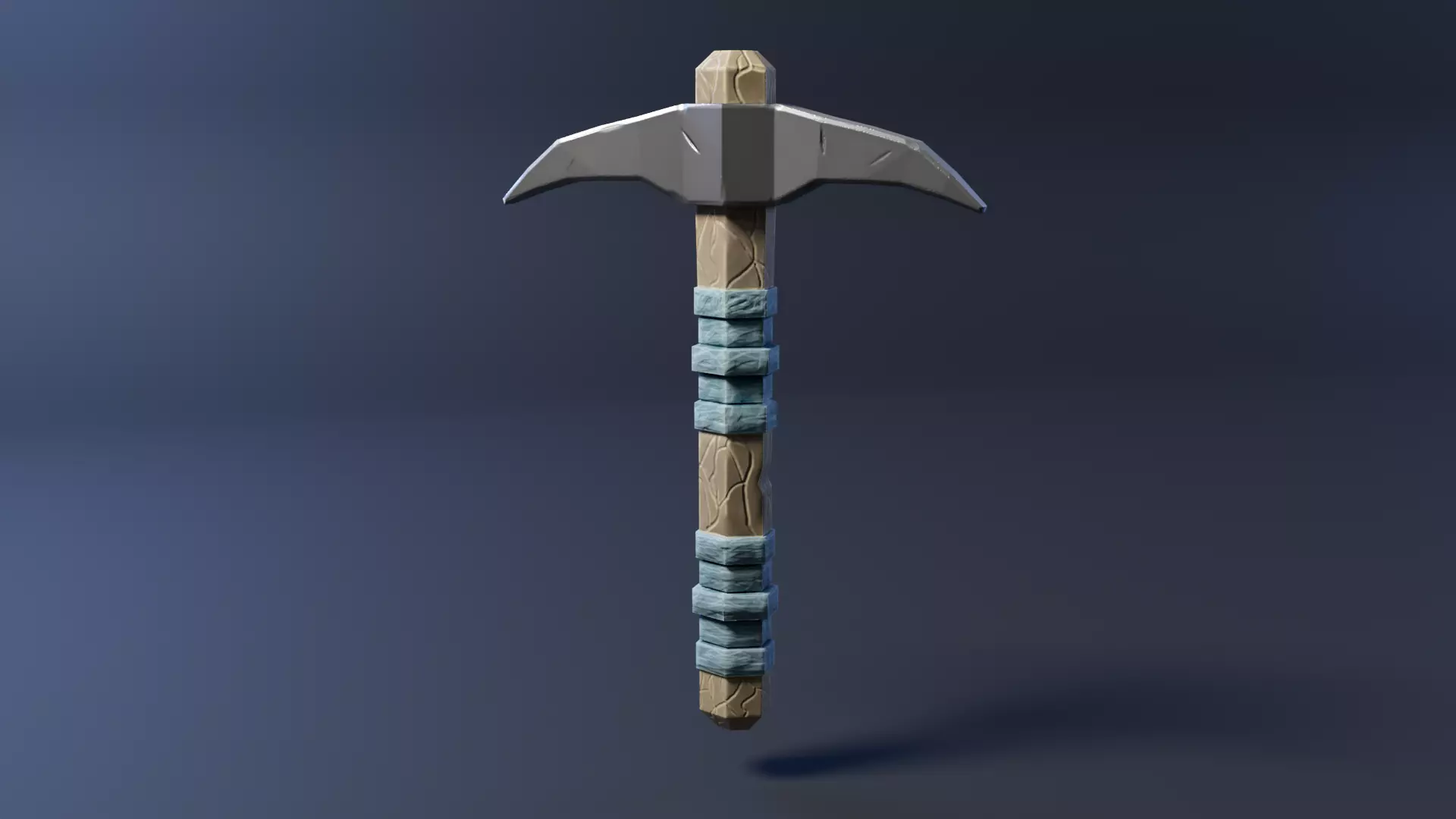 Stylized Fantasy Pickaxe Low-poly 3D model_0