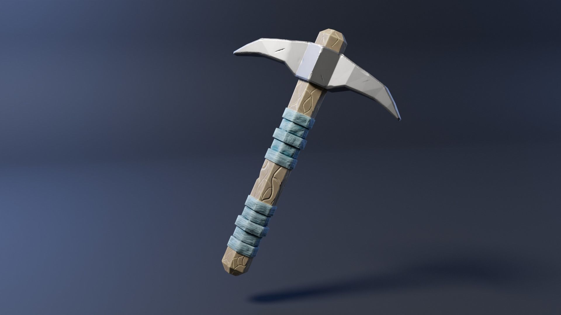 Stylized Fantasy Pickaxe Low-poly 3D model_3