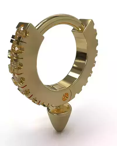 Earring piercing-nose septum ring 7 mm with gems and thorn