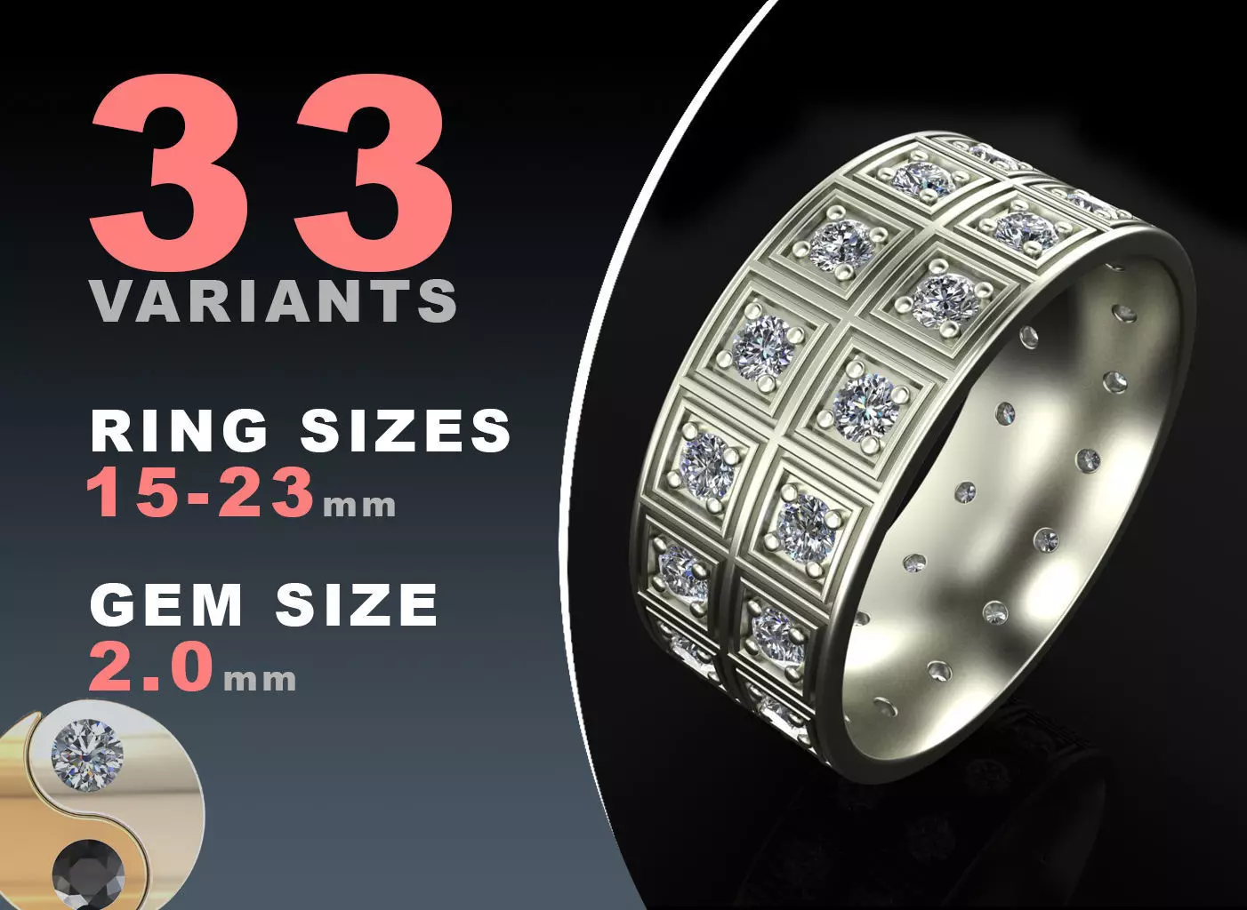 Eternity diamond ring 3D print model_0