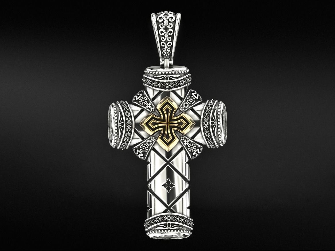 Antique pectoral cross with patterns 771 3D print model_2