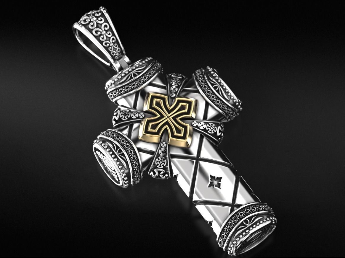 Antique pectoral cross with patterns 771 3D print model_6