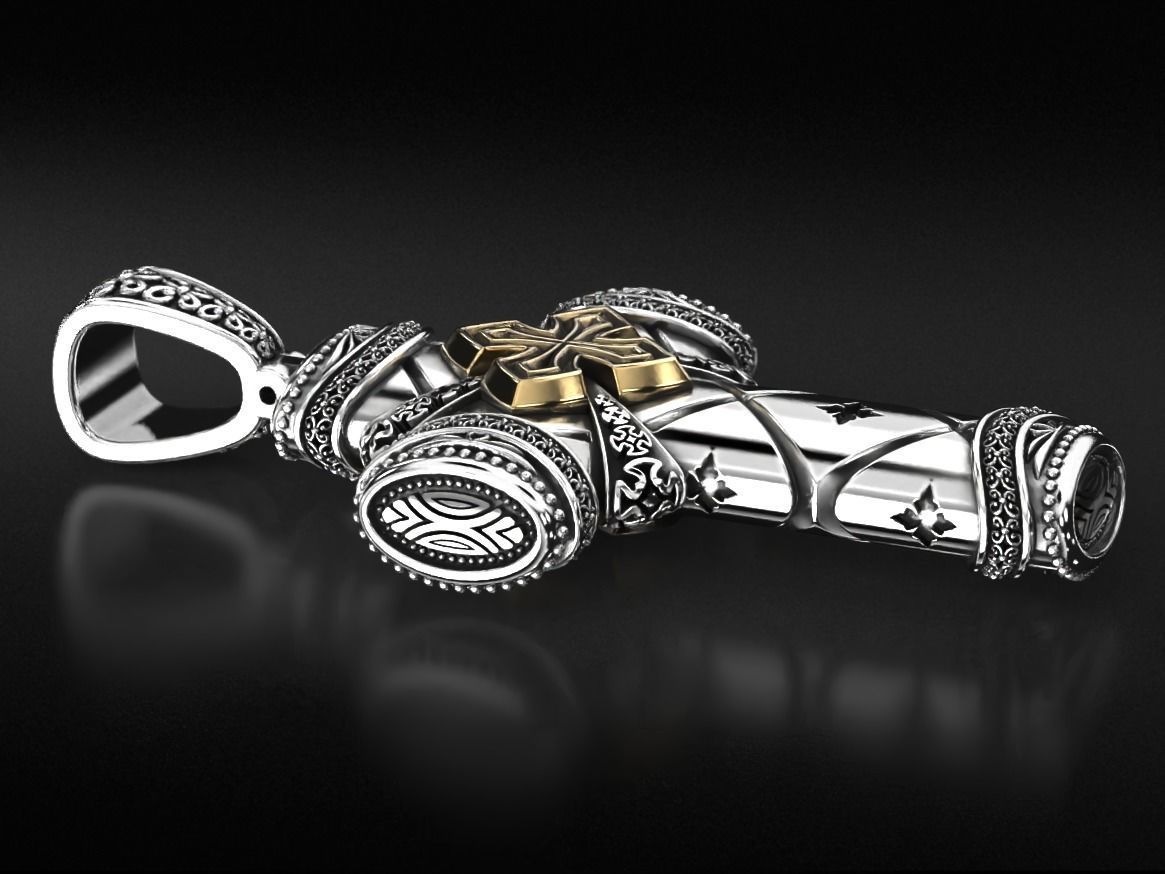 Antique pectoral cross with patterns 771 3D print model_10