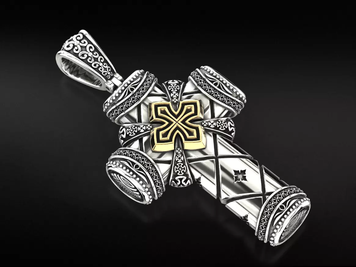 Antique pectoral cross with patterns 771 3D print model_0