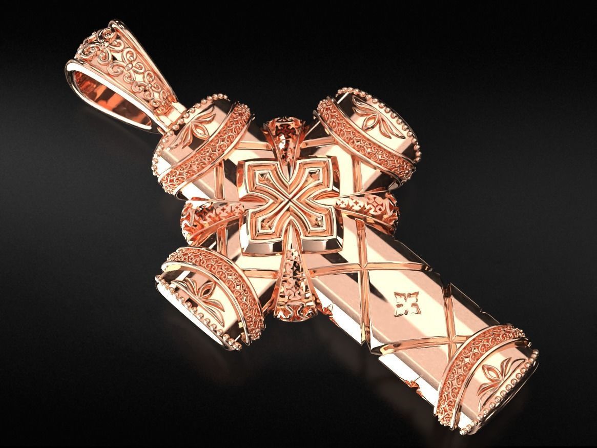 Antique pectoral cross with patterns 771 3D print model_9