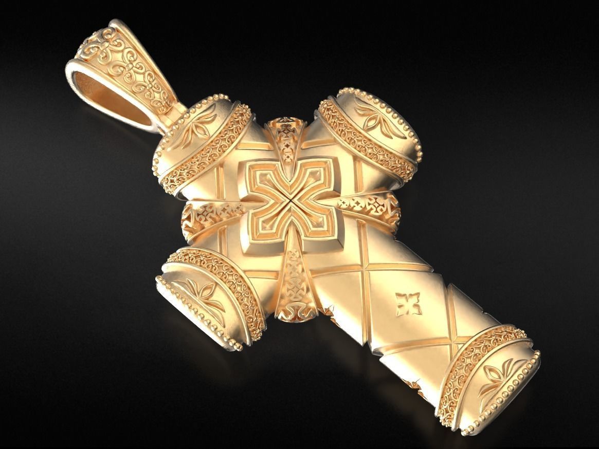 Antique pectoral cross with patterns 771 3D print model_11