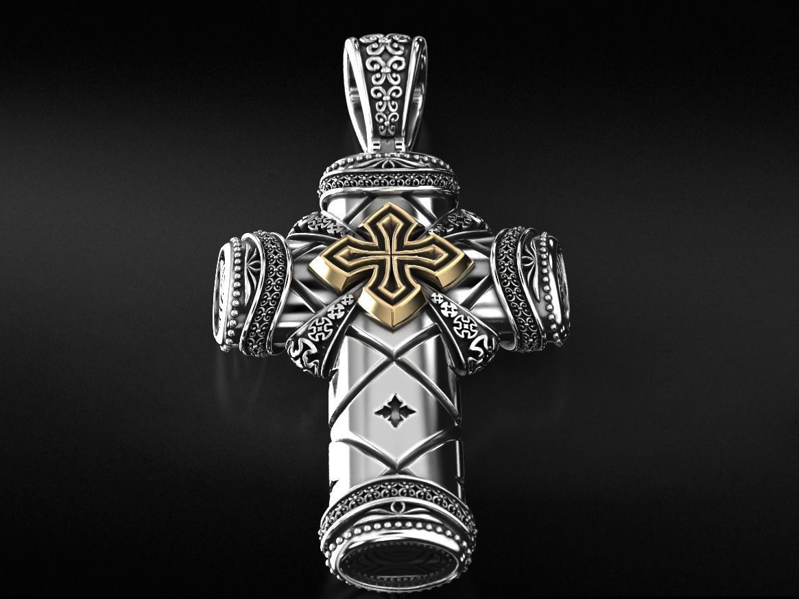 Antique pectoral cross with patterns 771 3D print model_8