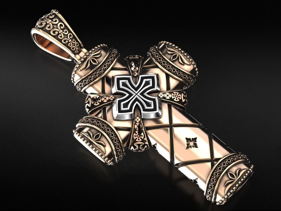Antique pectoral cross with patterns 771 3D print model_5