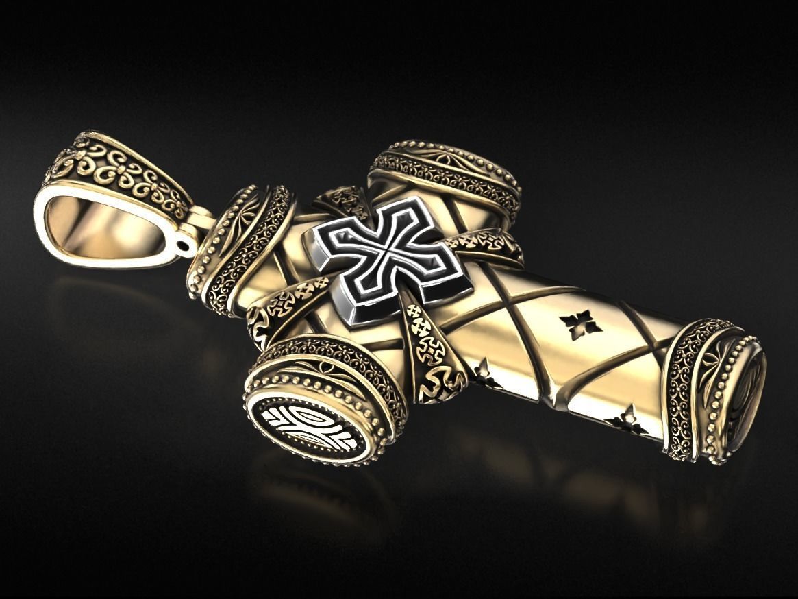 Antique pectoral cross with patterns 771 3D print model_7