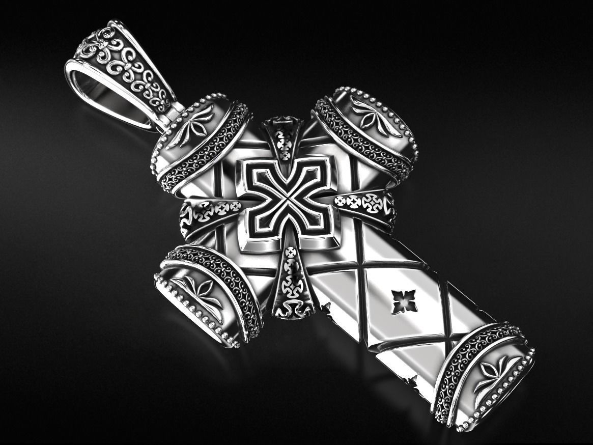 Antique pectoral cross with patterns 771 3D print model_12