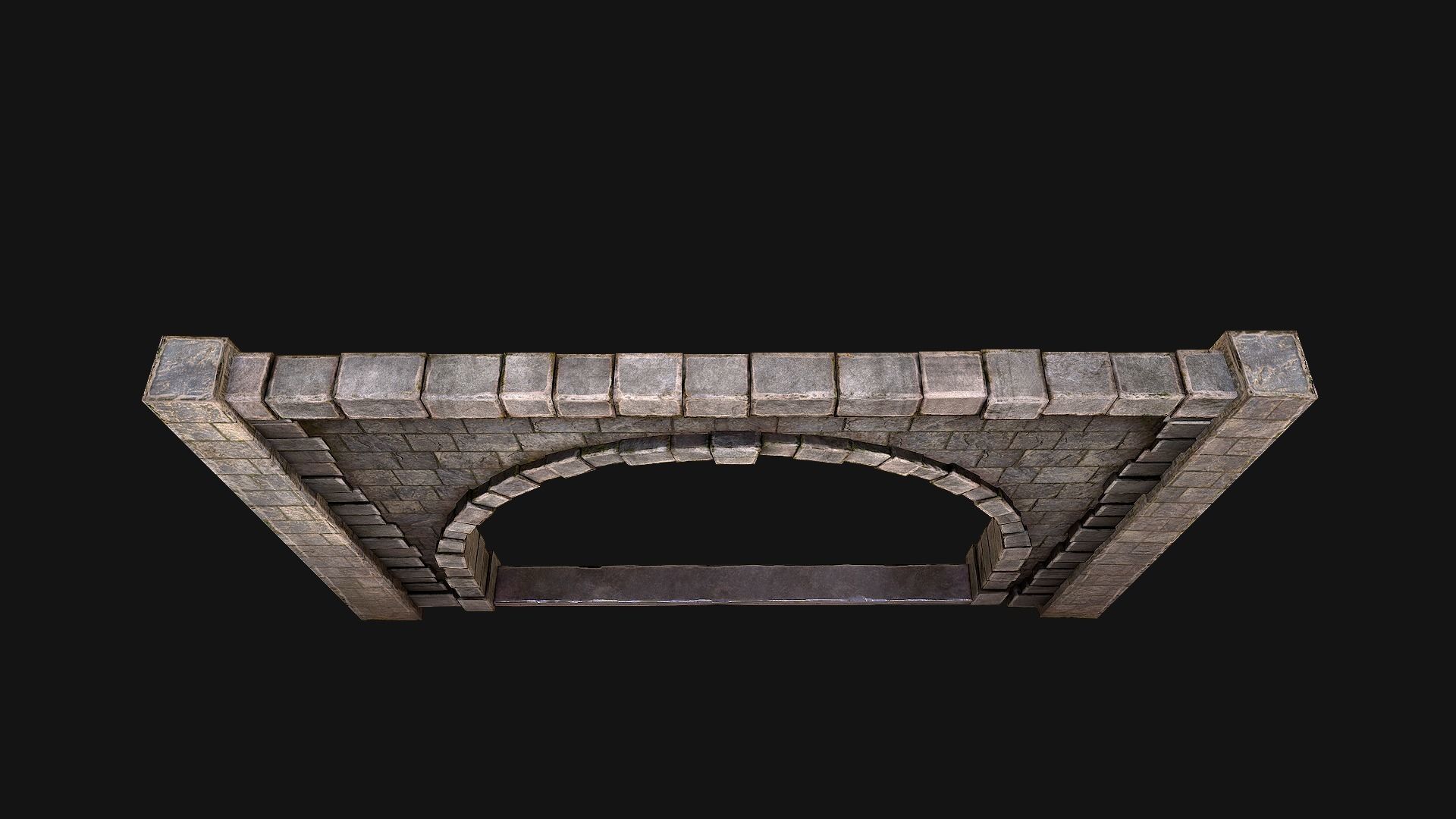 Medieval Prison Wall with Arch Low-poly 3D model_13