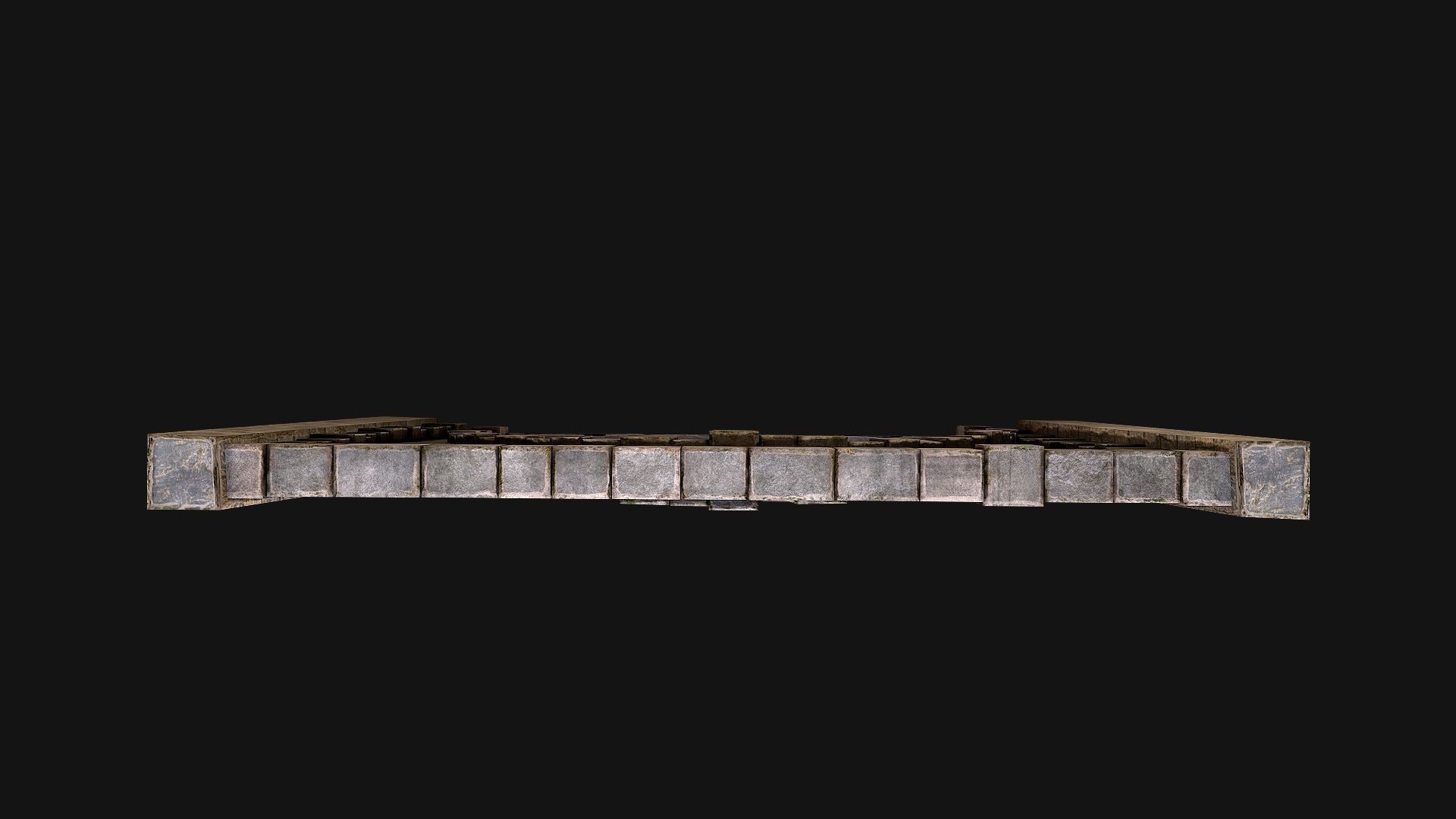 Medieval Prison Wall with Arch Low-poly 3D model_14