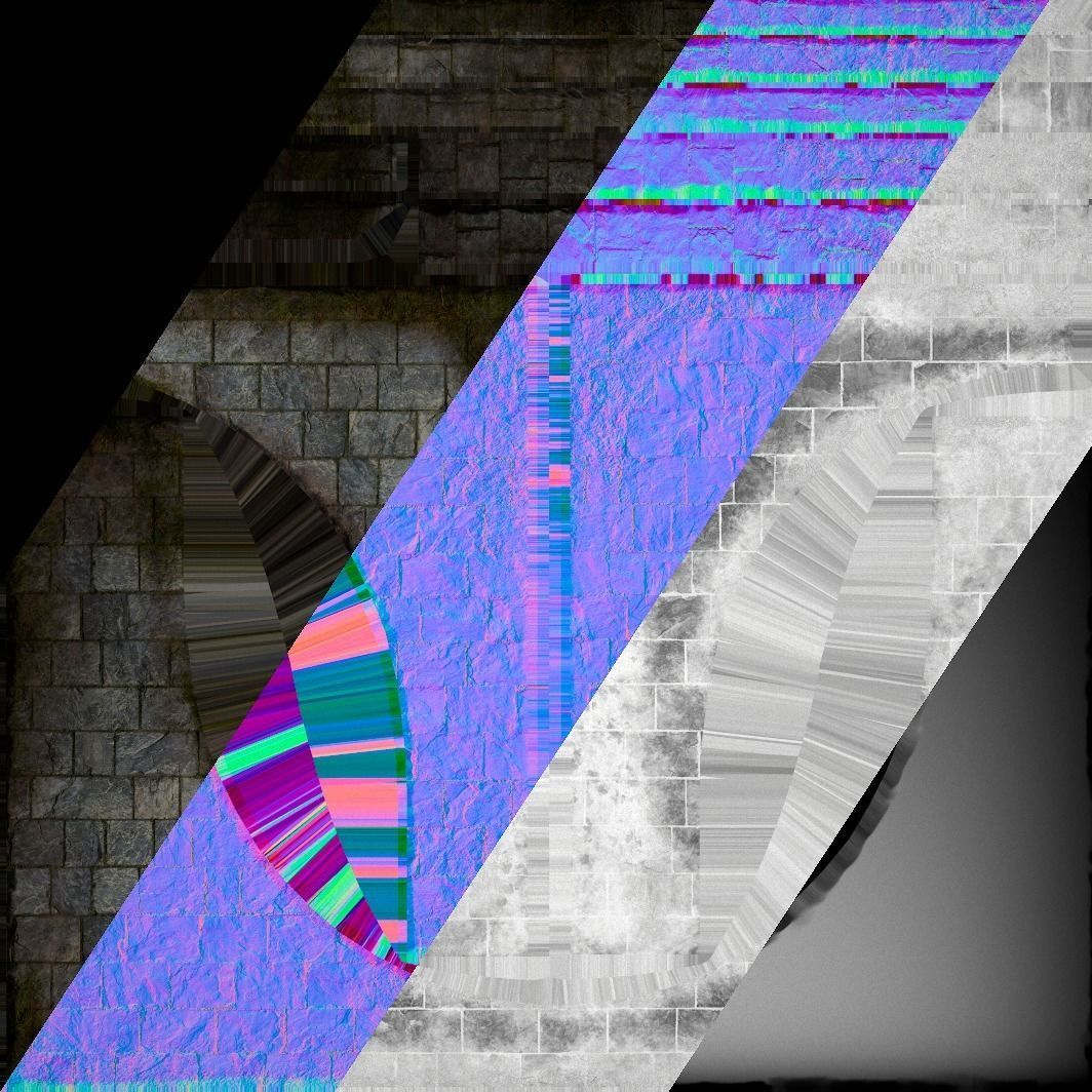 Medieval Prison Wall with Arch Low-poly 3D model_18