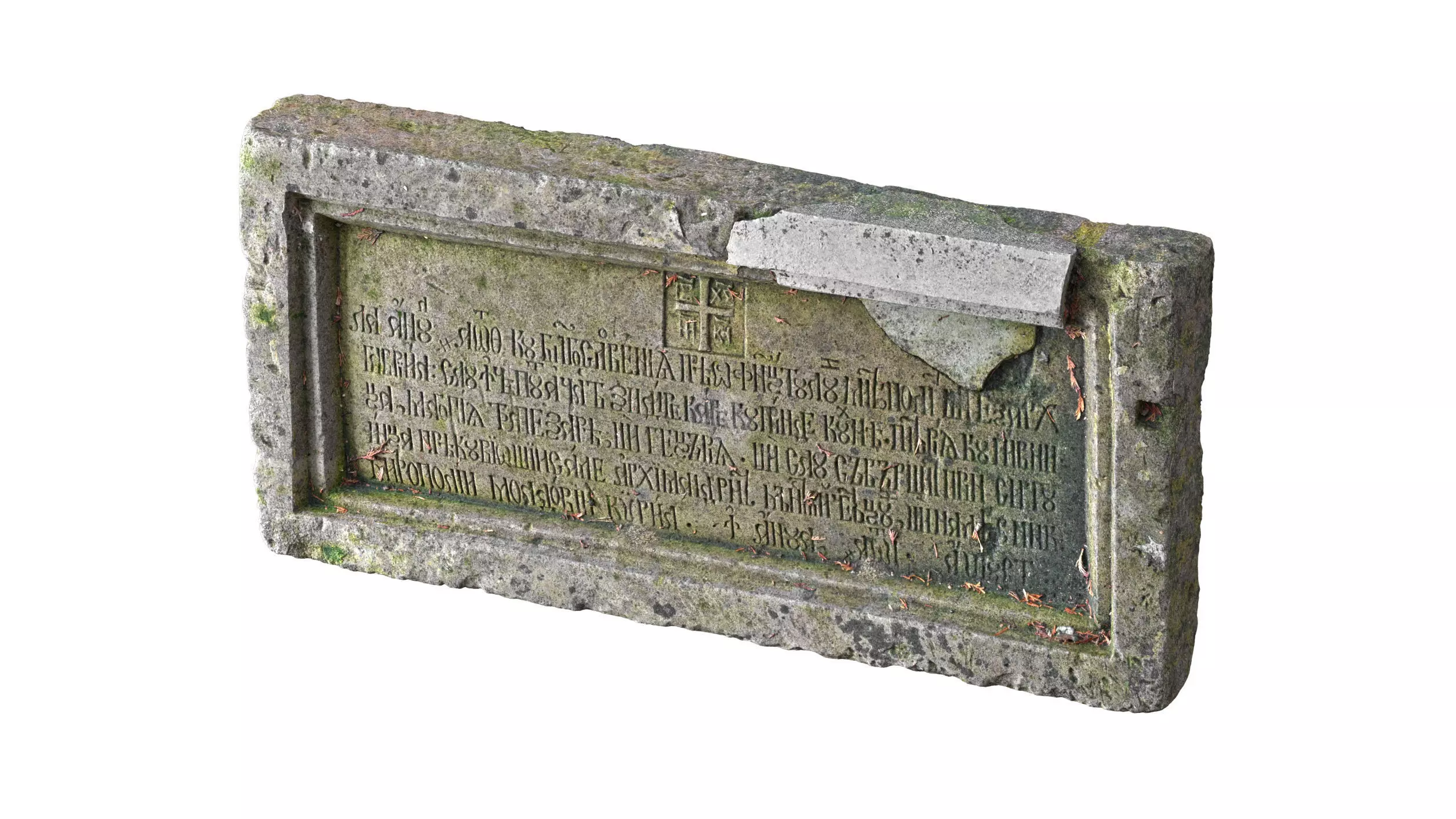 Medieval relief stone carving decoration 3D model_0