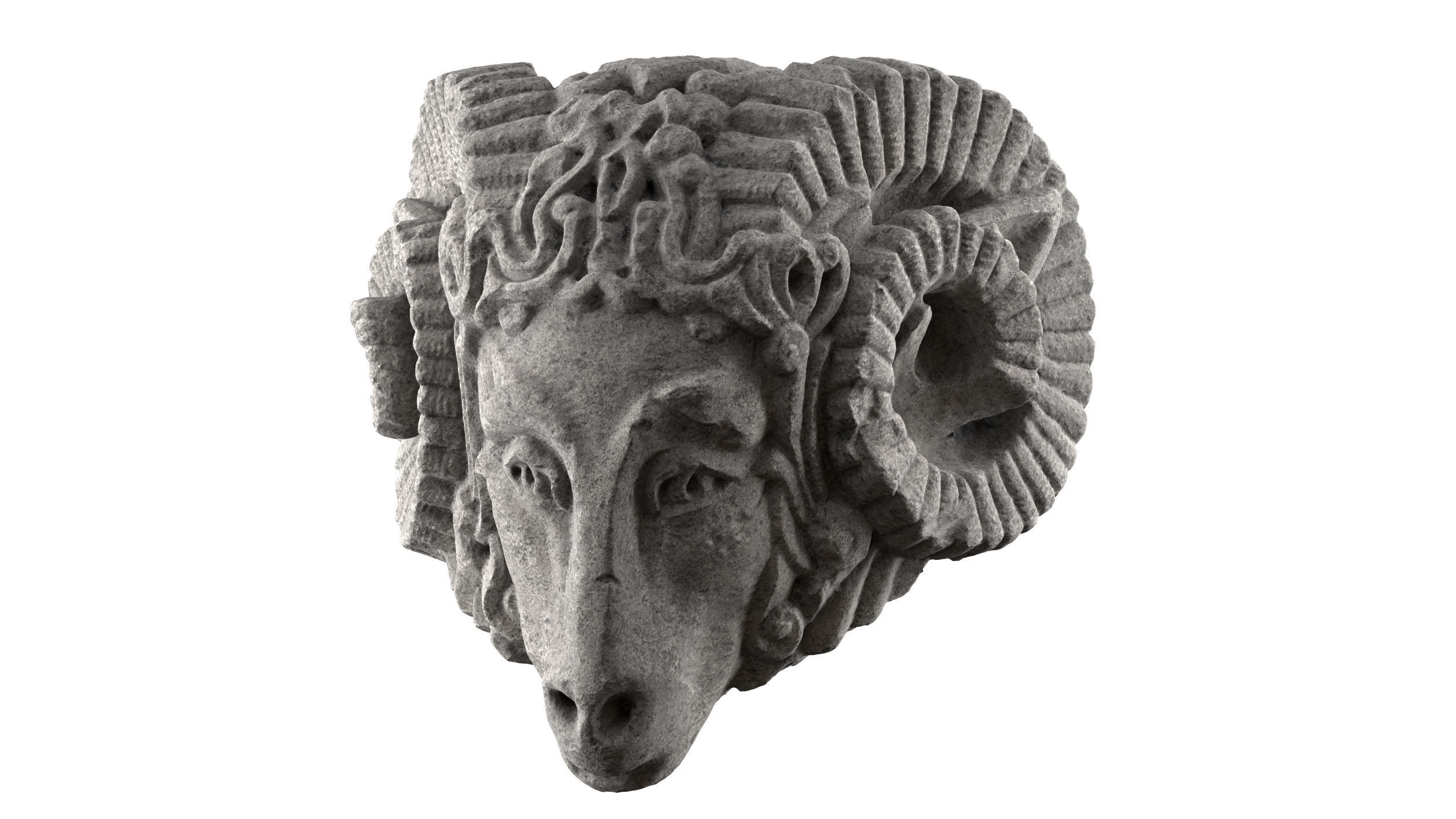 Medieval Sculpture Ram Head 3D model_1