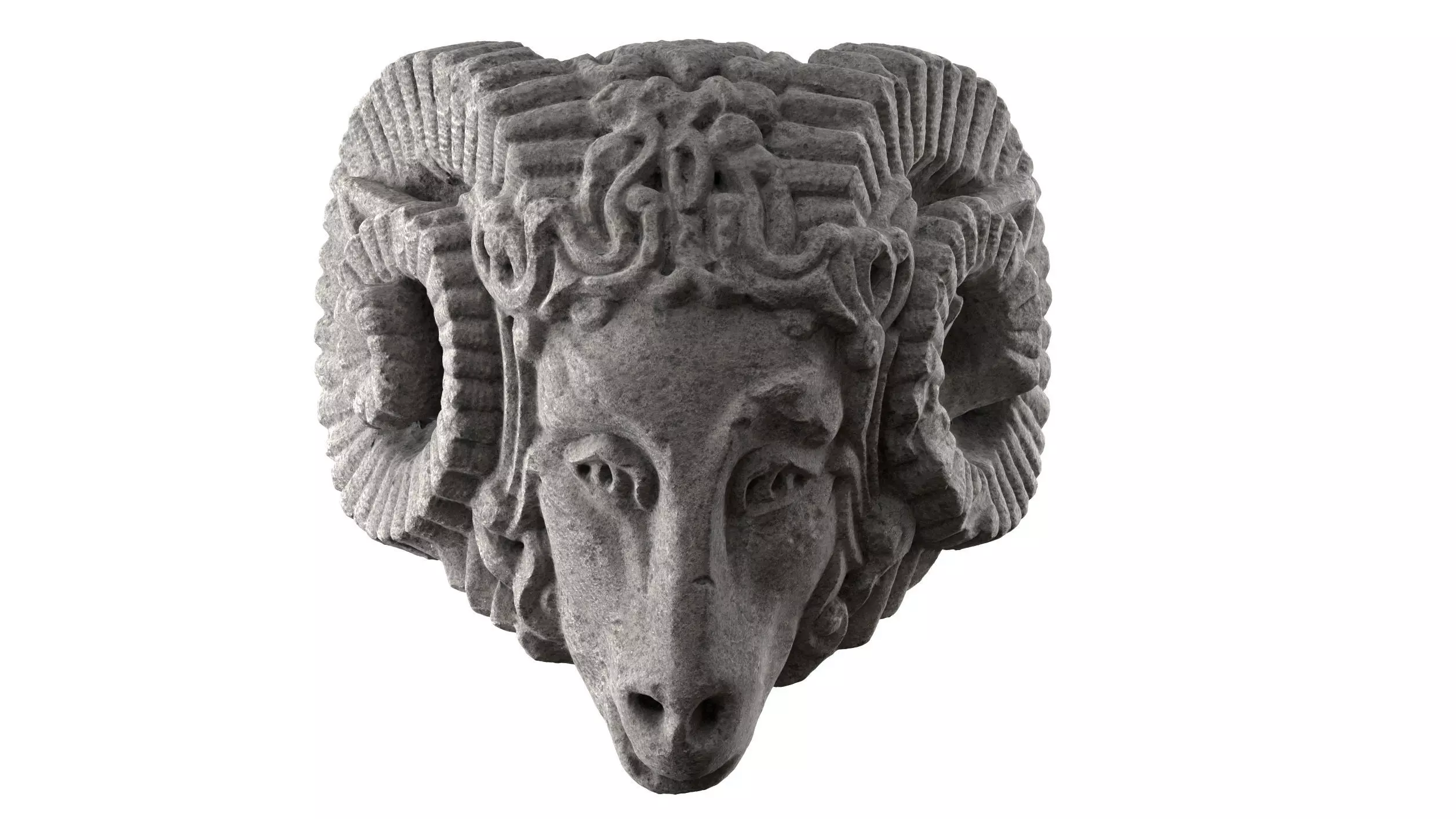 Medieval Sculpture Ram Head 3D model_0
