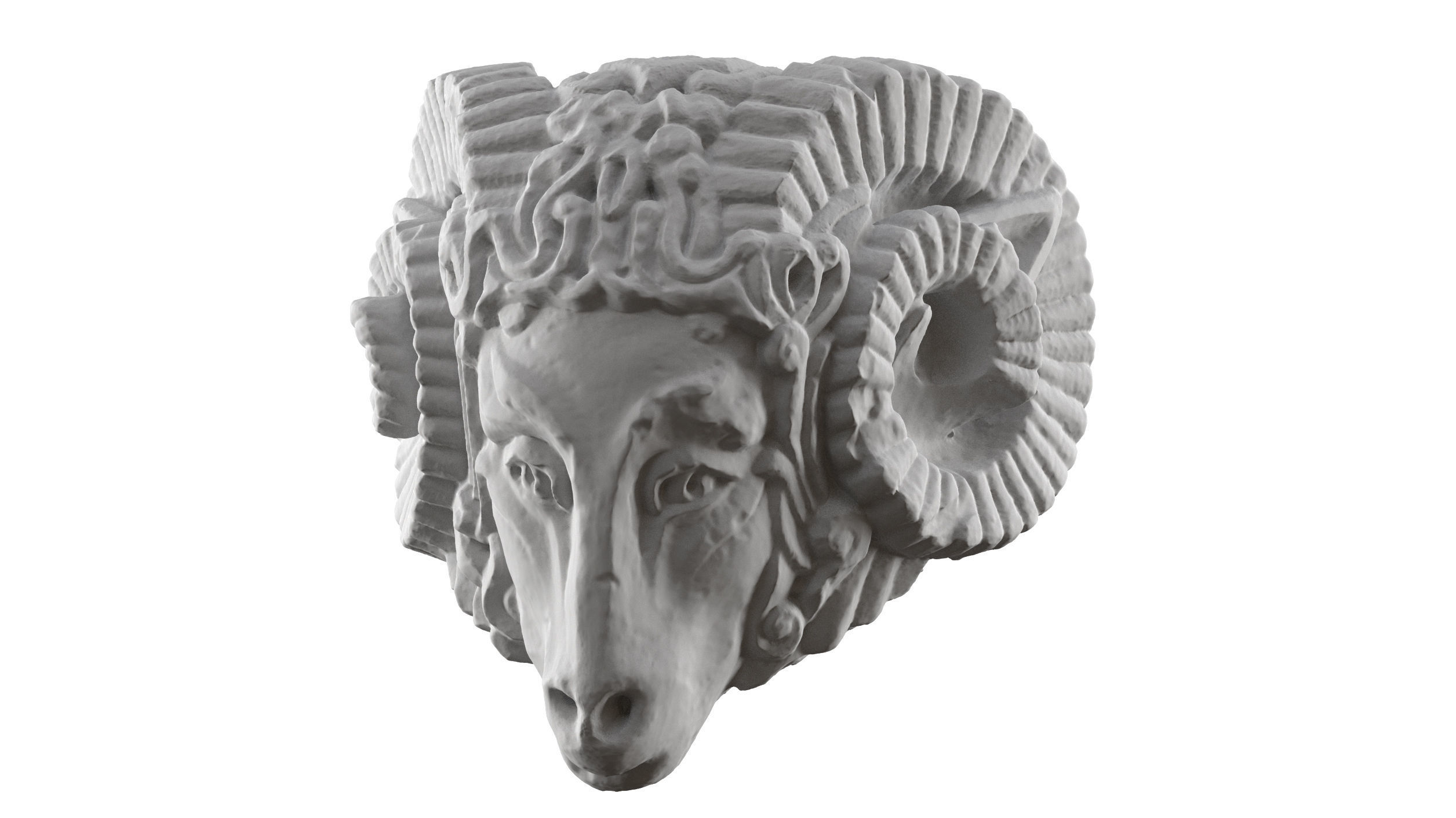 Medieval Sculpture Ram Head 3D model_2