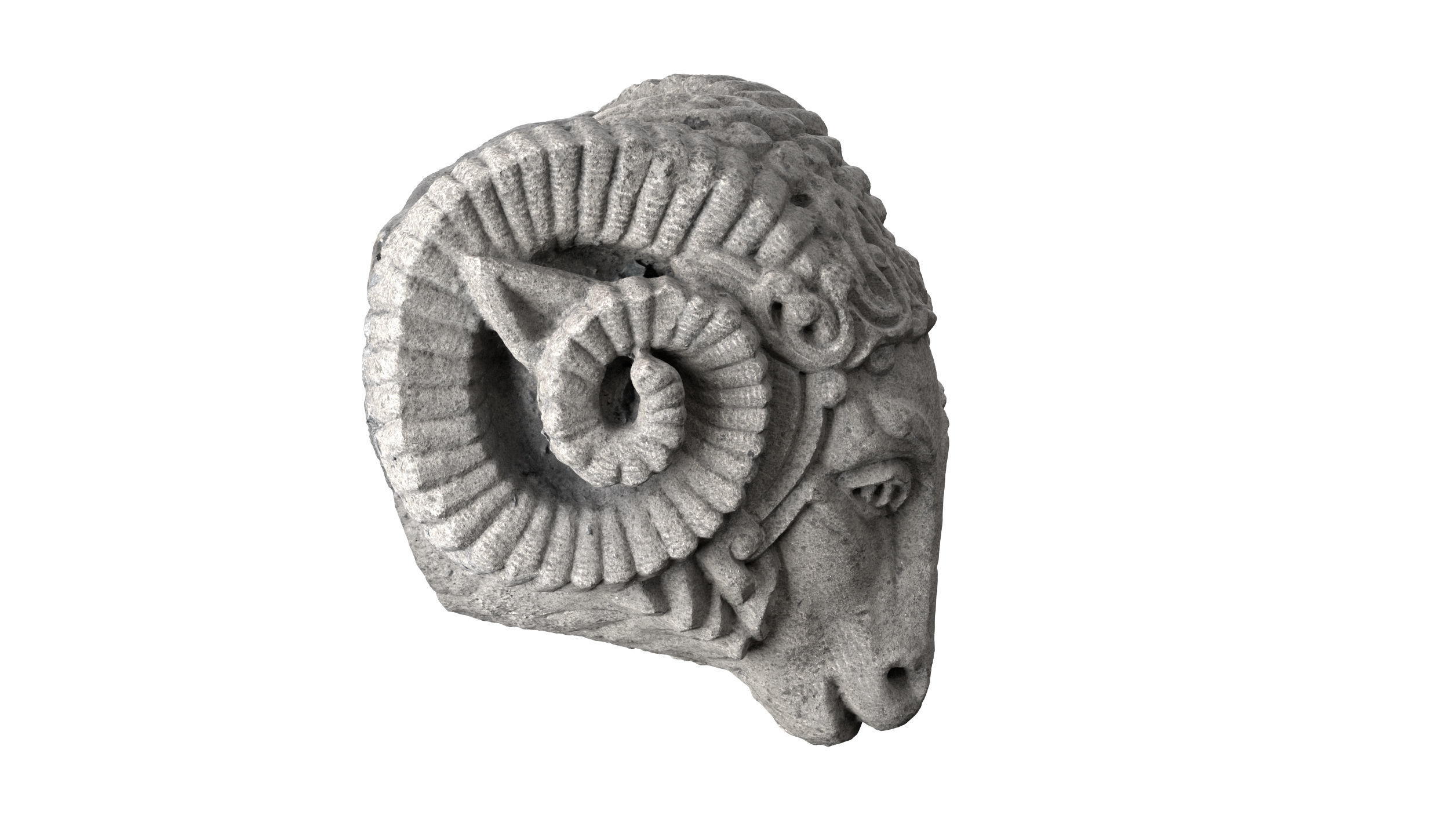 Medieval Sculpture Ram Head 3D model_5