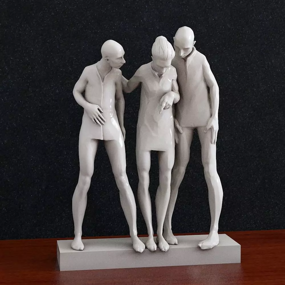 People sculpture of three 3D print model_0