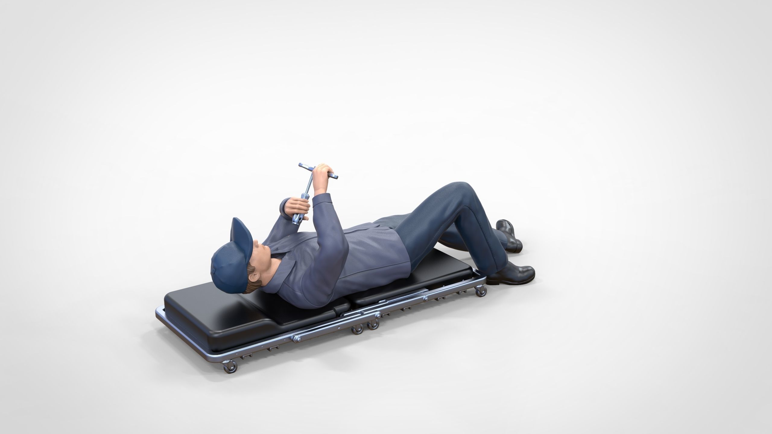 N10 Mechanic on the roller creeper seat 3D print model_8