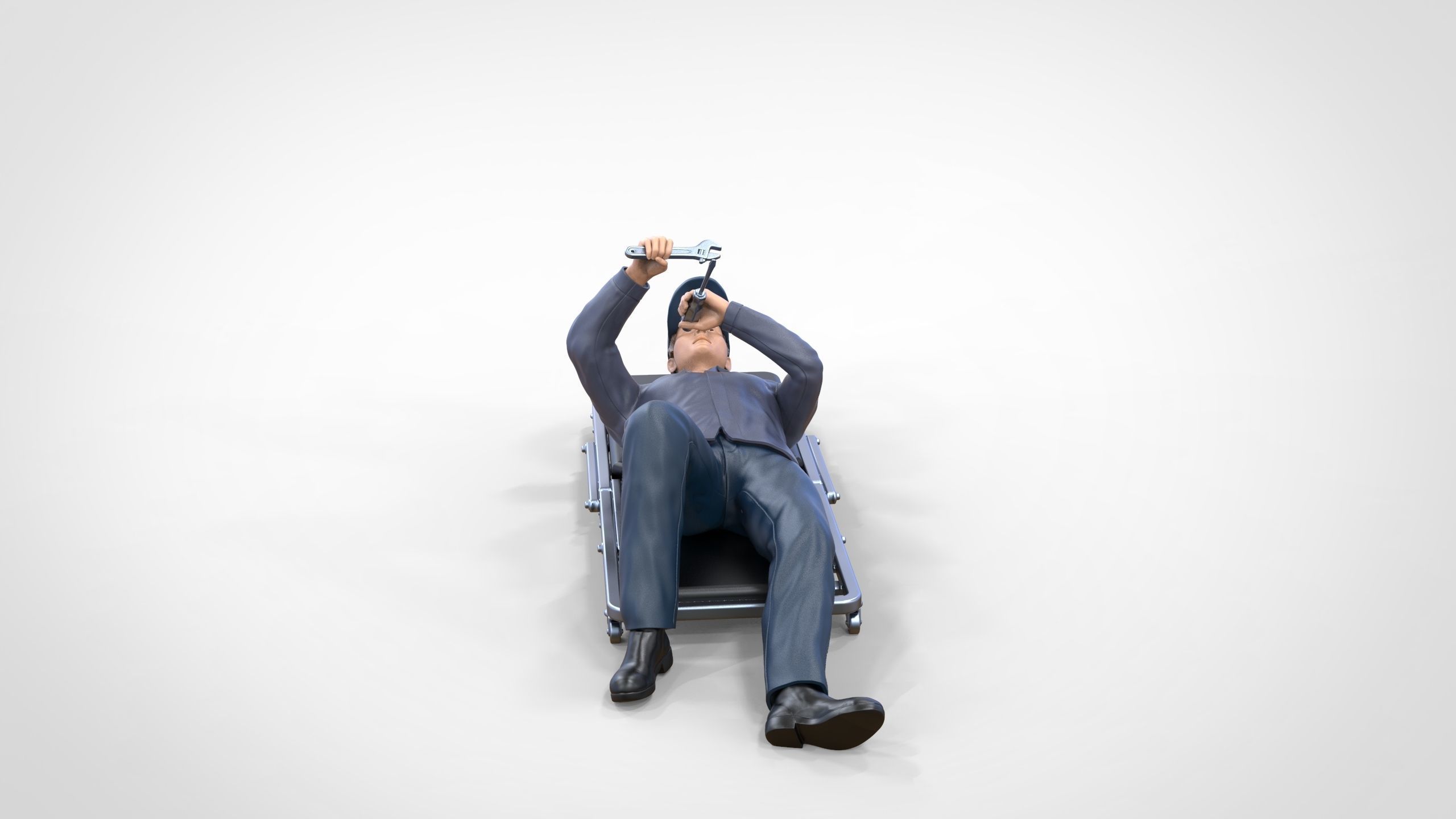 N10 Mechanic on the roller creeper seat 3D print model_16