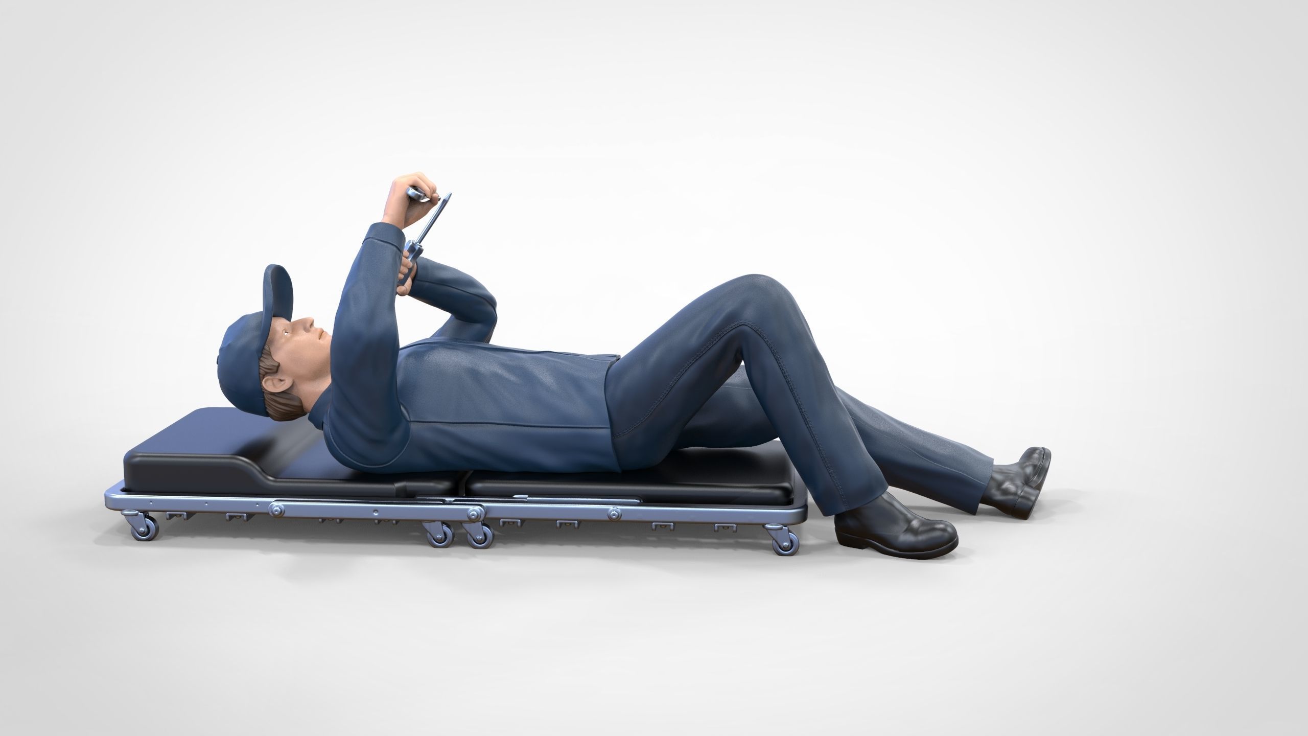 N10 Mechanic on the roller creeper seat 3D print model_39