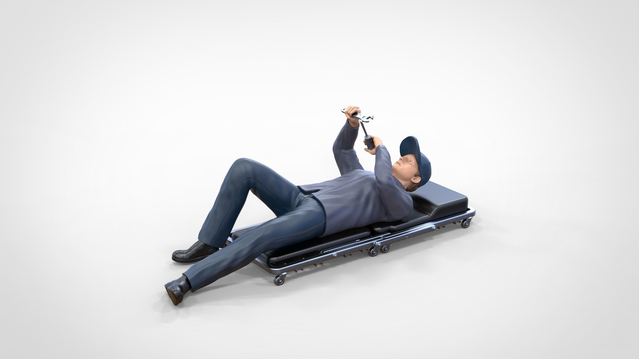 N10 Mechanic on the roller creeper seat 3D print model_20