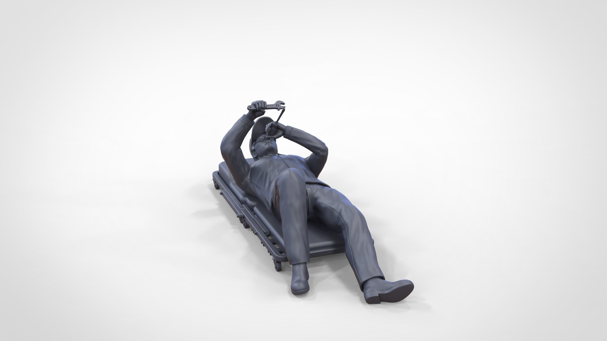 N10 Mechanic on the roller creeper seat 3D print model_35