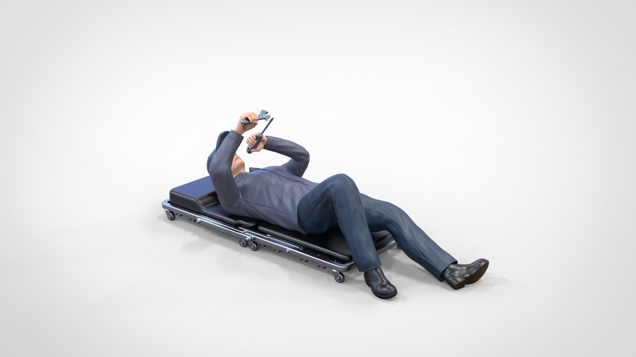 N10 Mechanic on the roller creeper seat 3D print model_13