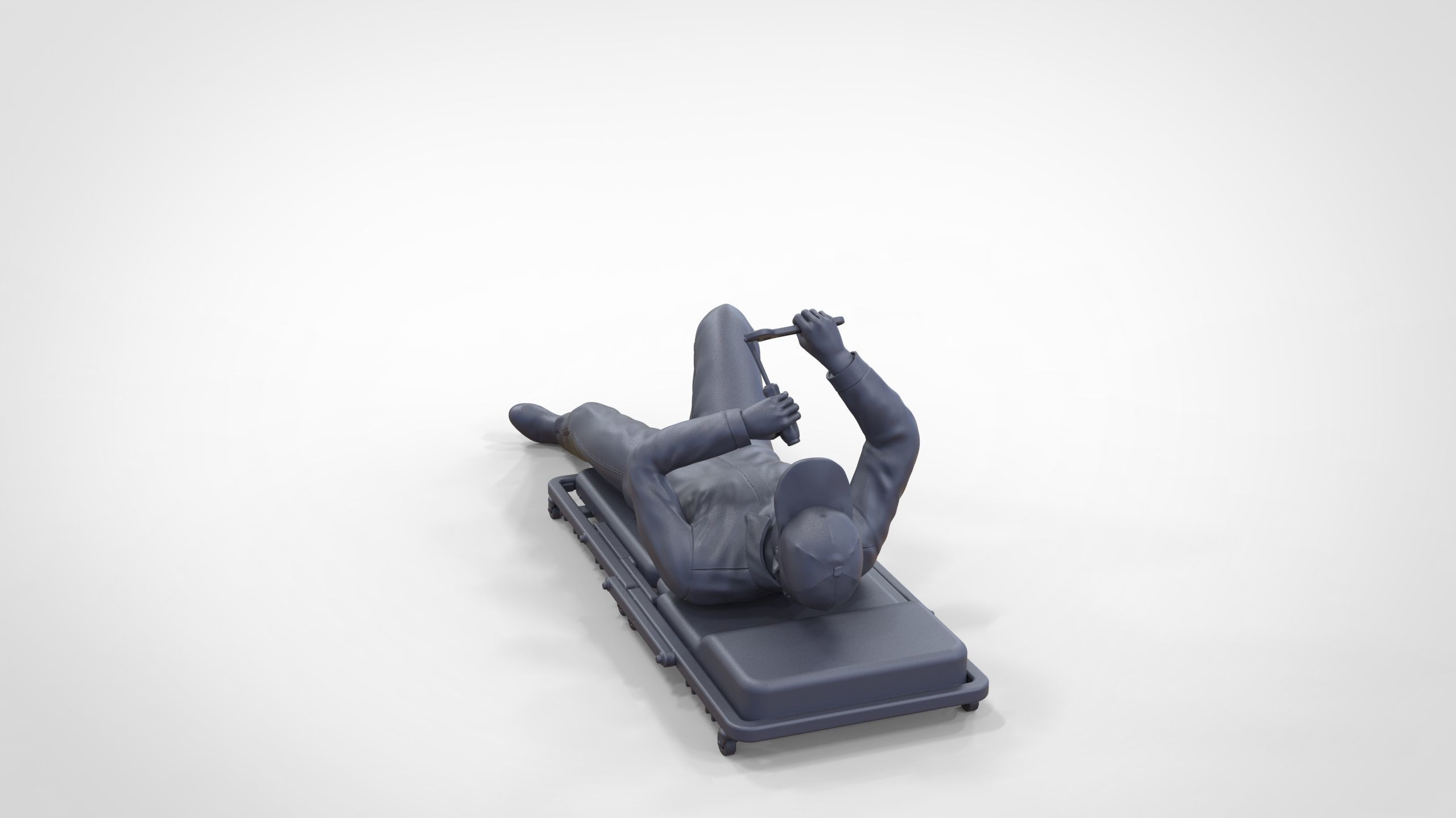 N10 Mechanic on the roller creeper seat 3D print model_29
