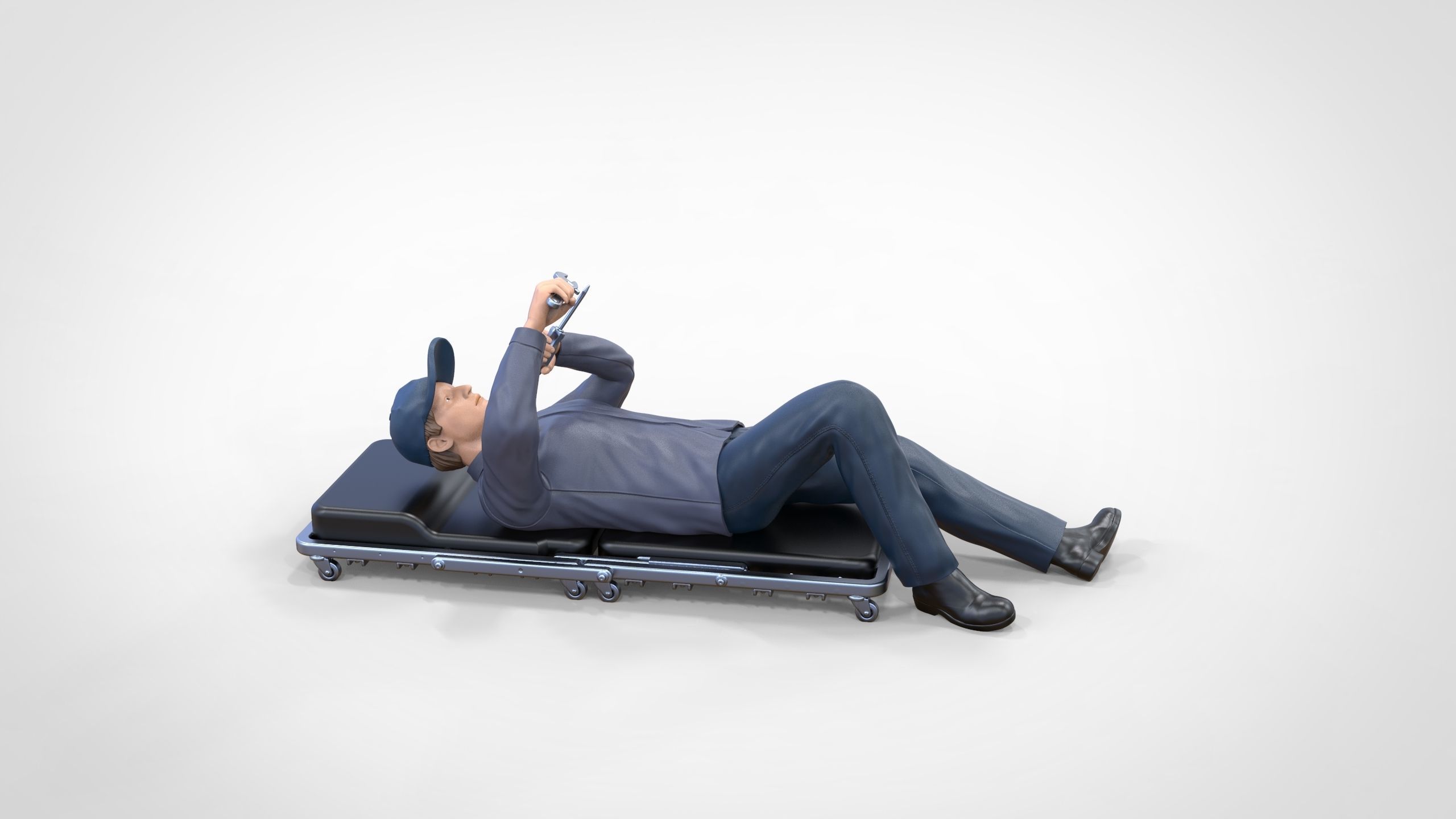 N10 Mechanic on the roller creeper seat 3D print model_11