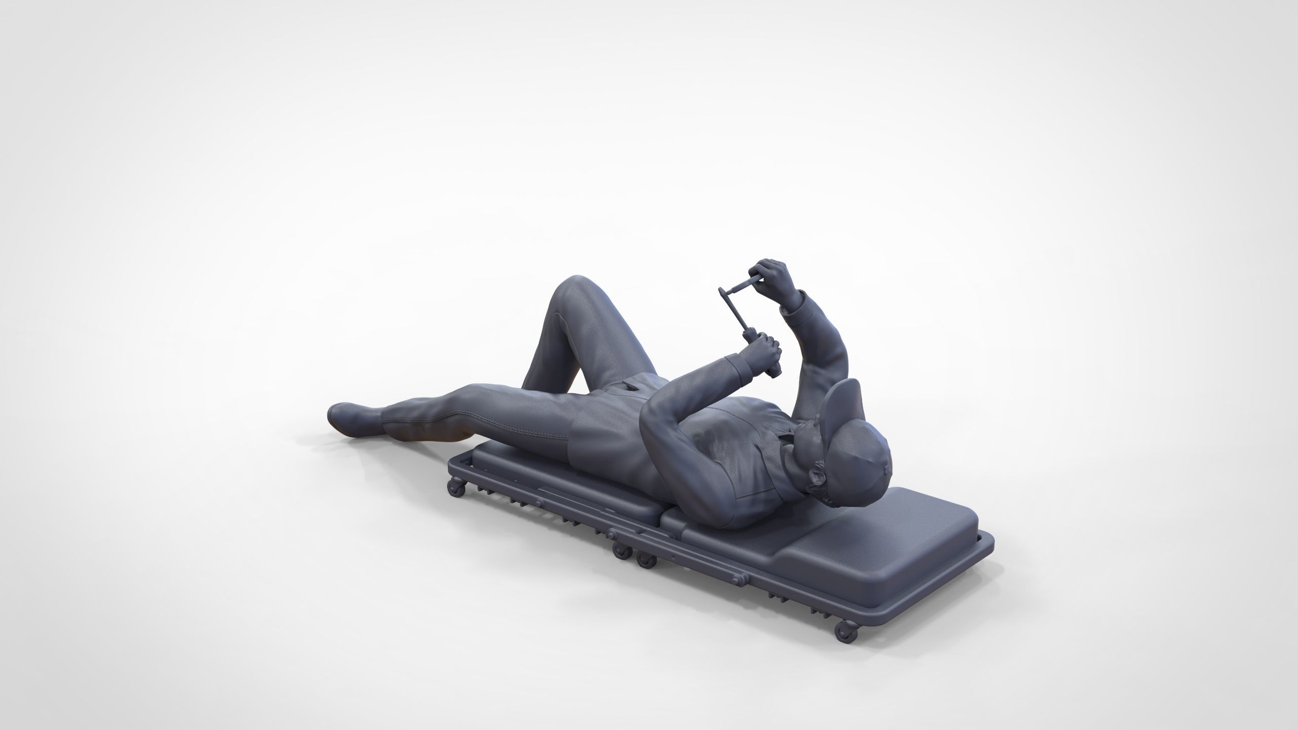 N10 Mechanic on the roller creeper seat 3D print model_28