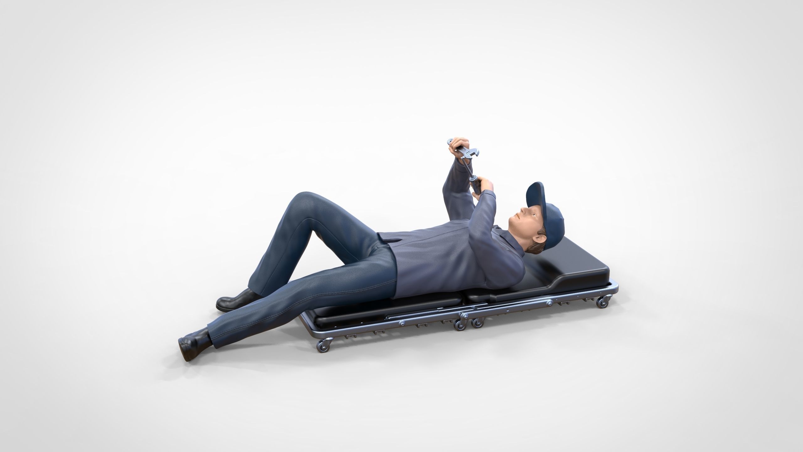 N10 Mechanic on the roller creeper seat 3D print model_22